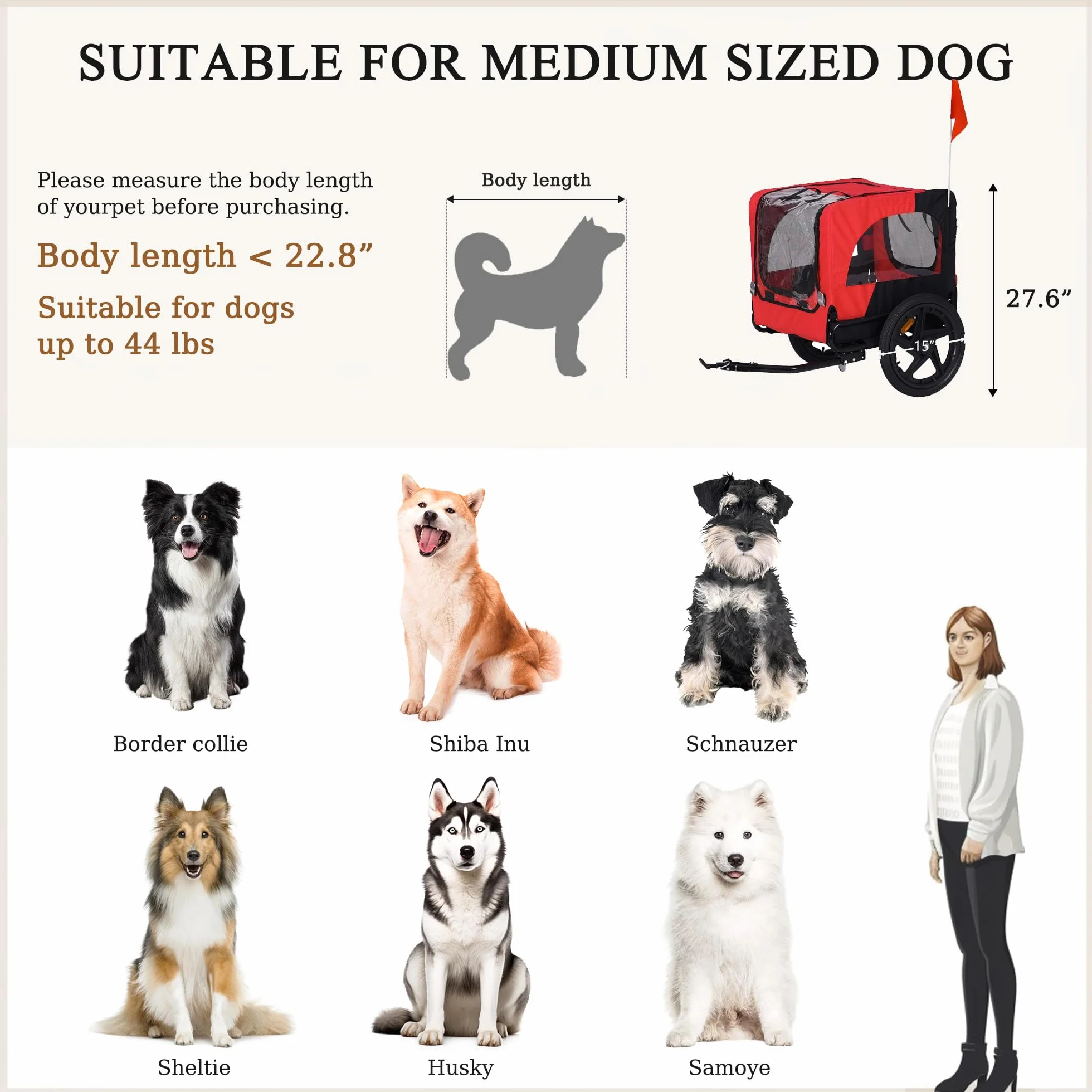 Sogesfurniture Remorque pour chien pour vélo pliable toile Oxford 600D avec embrayage