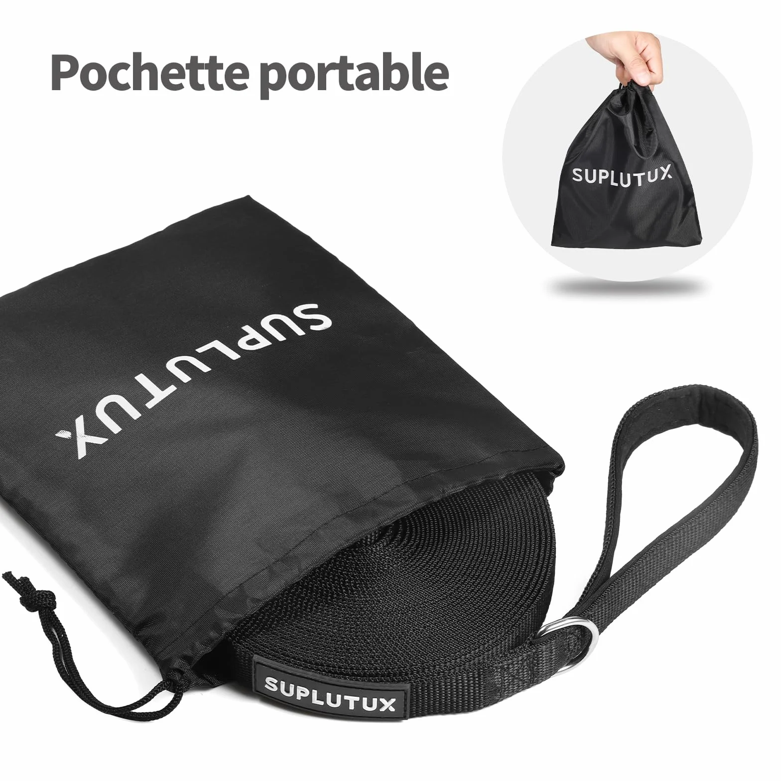 Longe pour Chien 10m Ajustable avec Poignée Rembourrée et Rac de Rangement