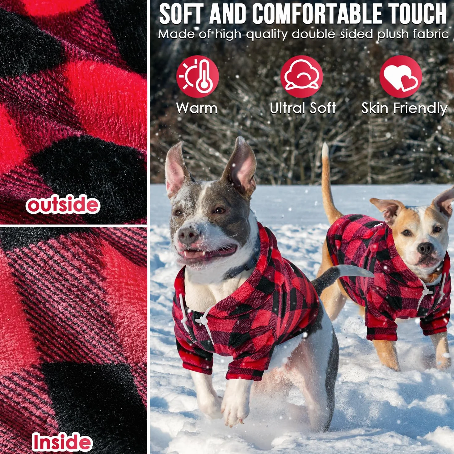 SlowTon Sweat à Capuche pour Petits Chiens, Vêtement en Flanelle avec Passe-Patte et Poche, Pull Chaud pour Chiots et Chatons