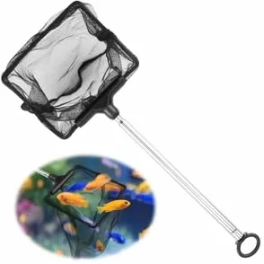 Épuisette Aquarium Télescopique 10cm Filet 16-40cm Poignée Extensible Maille pour Bassins Réservoir Poissons