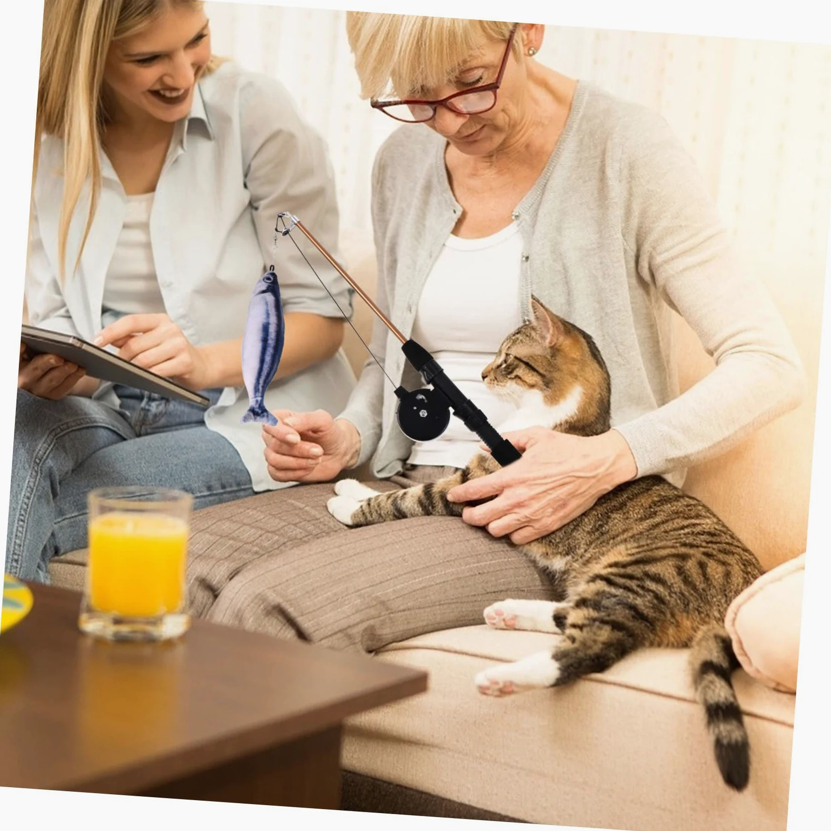 Jouets pour Chats, Lot de 2 bâtonnets à l'herbe Chat interactifs en Forme Poisson Extensible