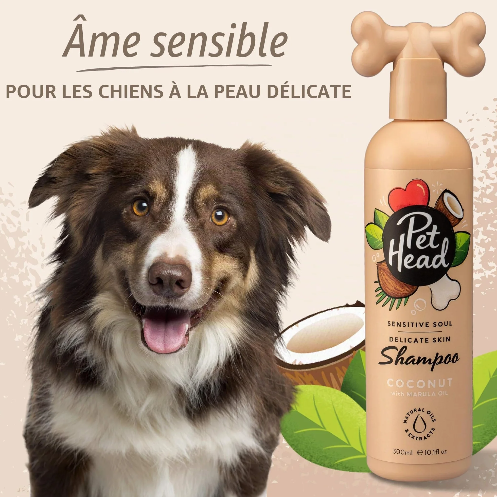 Pet Head Sensitive Soul Shampoing pour Chien | Parfum de Noix de Coco | Shampoing pour Peaux sensibles | Toilettage Professionnel | Naturel | Formule Douce pour Chiots | 300ml