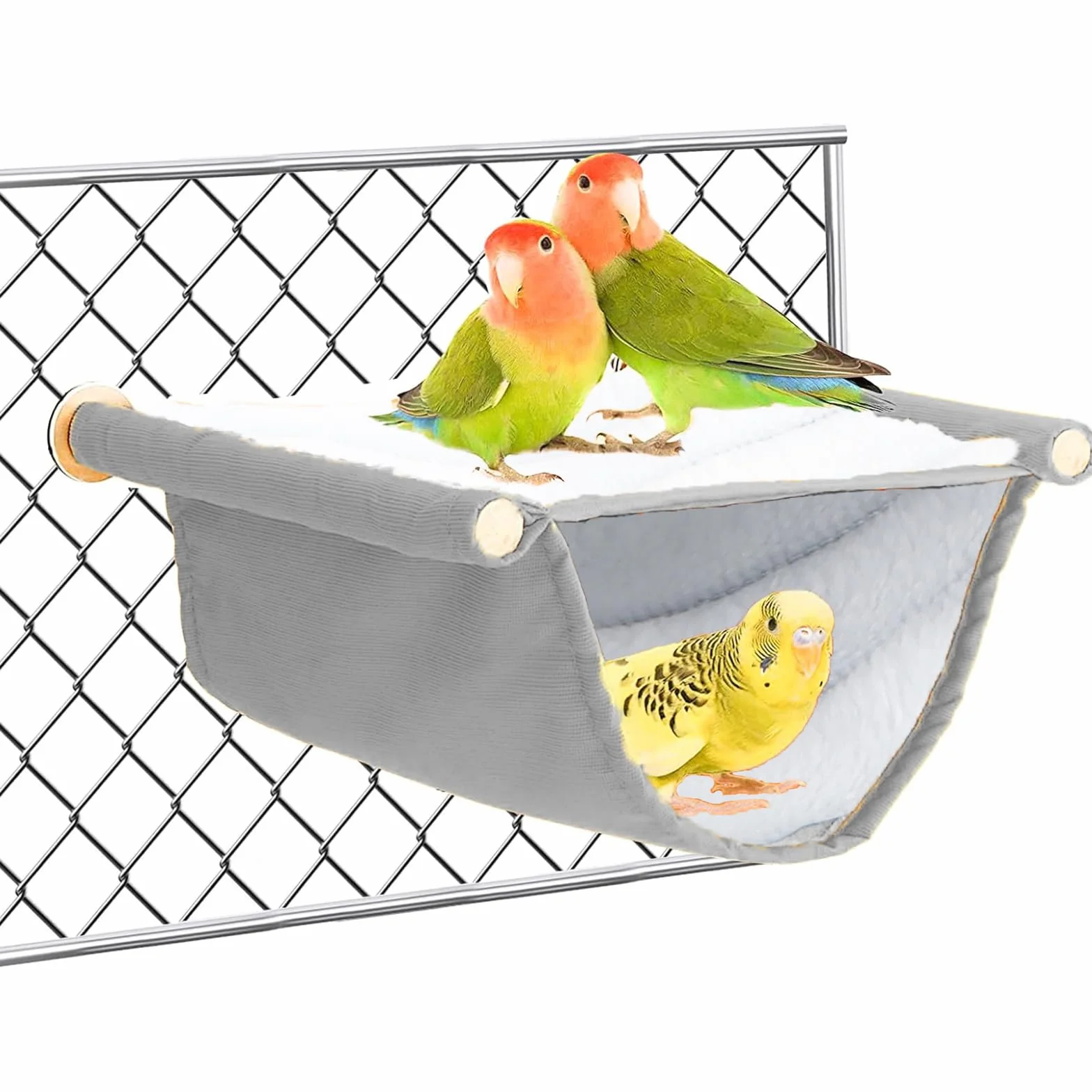 Hamac suspendu pour oiseaux Nid d'oiseau Cage accessoires Jouet Lit superposé gris