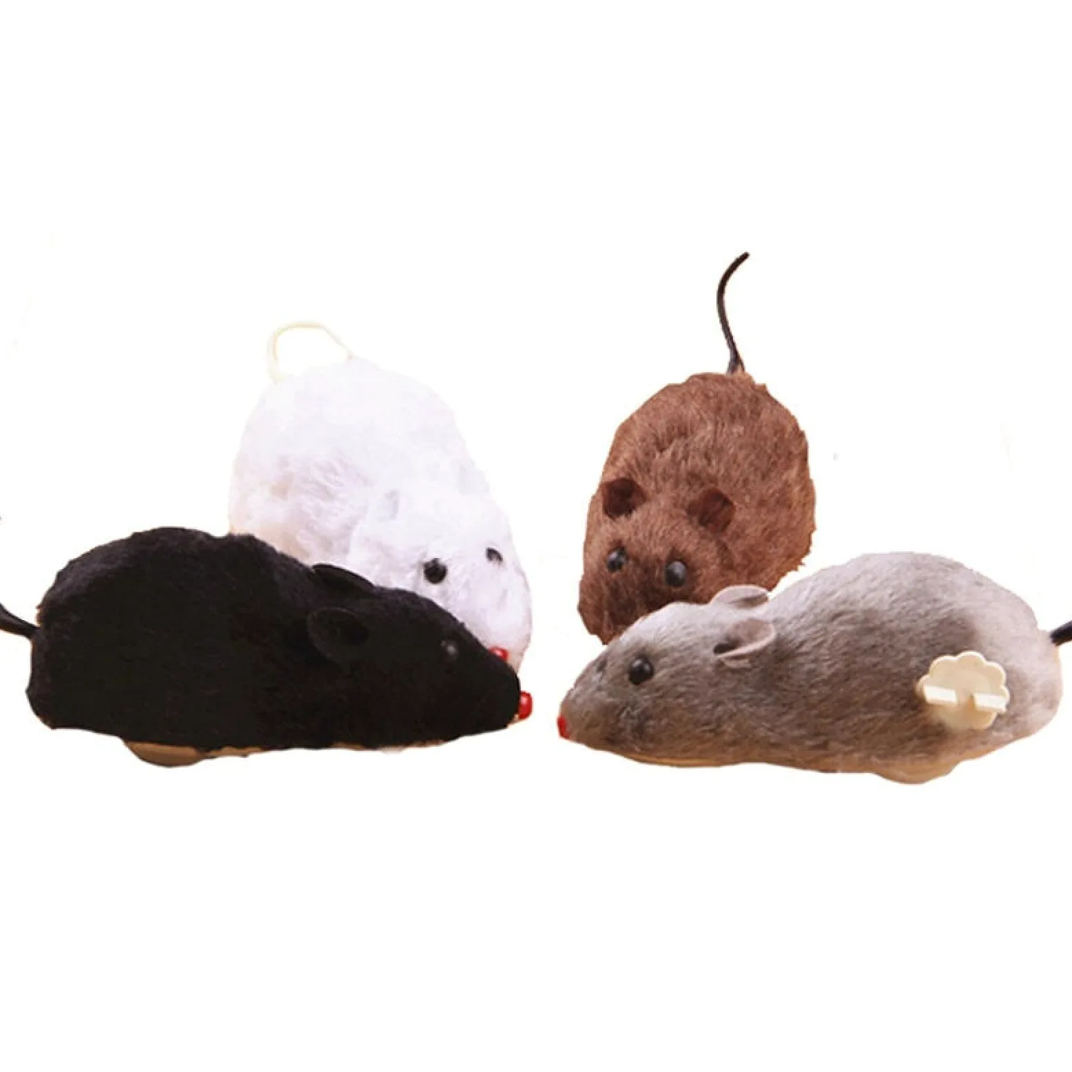 Jouets pour Chats, Jouets for Chat, Souris mécanique à Ressort, Jouet en Peluche, Mouvement, Rat, Chien, interactif for Animaux de Compagnie, 4 pièces