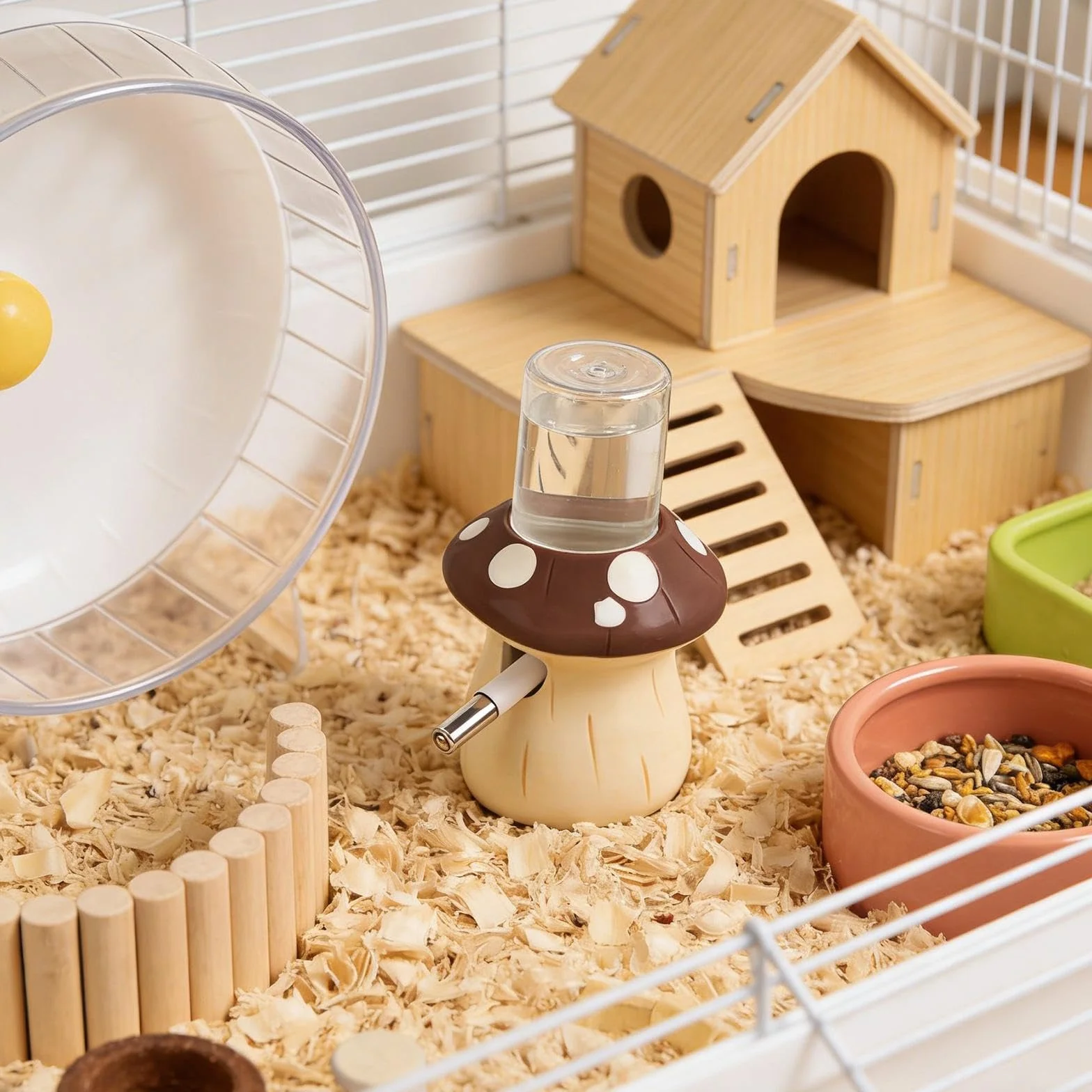 Sharplace Bouteille d'eau pour Hamster en Céramique à Motifs, Distributeur pour Petits Animaux, Brun