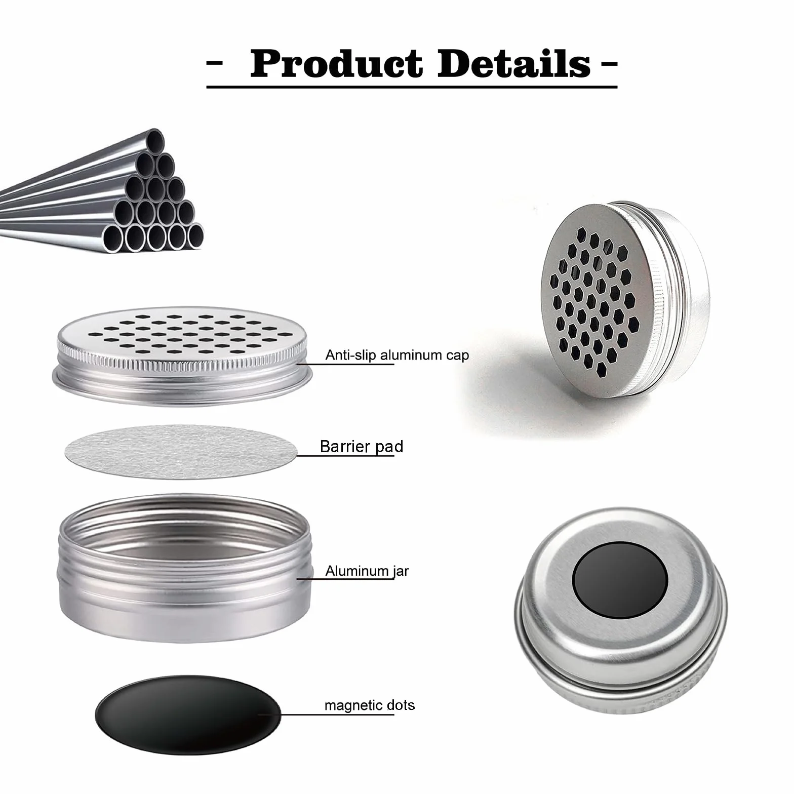 Aluminium Kit dressage chien conteneurs magnétiques à pois 6 boîtes 4 parfums