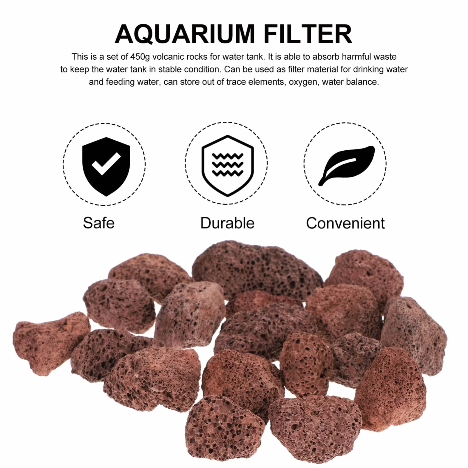 iplusmile Pierre De Lave Volcanique pour Aquarium 6X6X6 Cm Roche Volcanique Naturelle pour Filtration Et Décoration De Réservoir d'eau Douce Et Marine Support De Filtre Et Substrat Aquarium