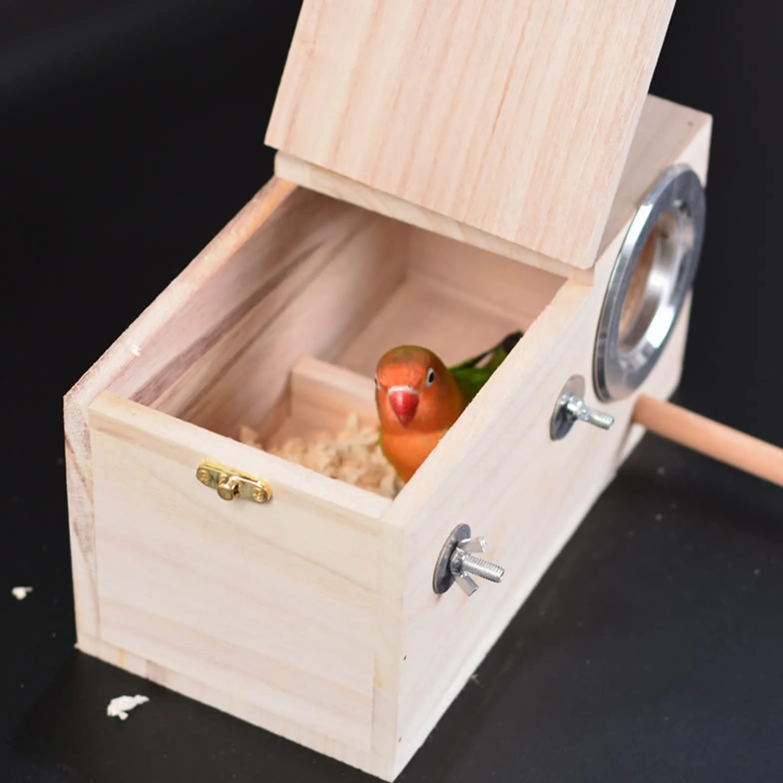 Nichoir pour Perruches et Inséparables en Bois, Cage pour Calopsitte avec Perche Debout - 23 x 14 x 14 cm