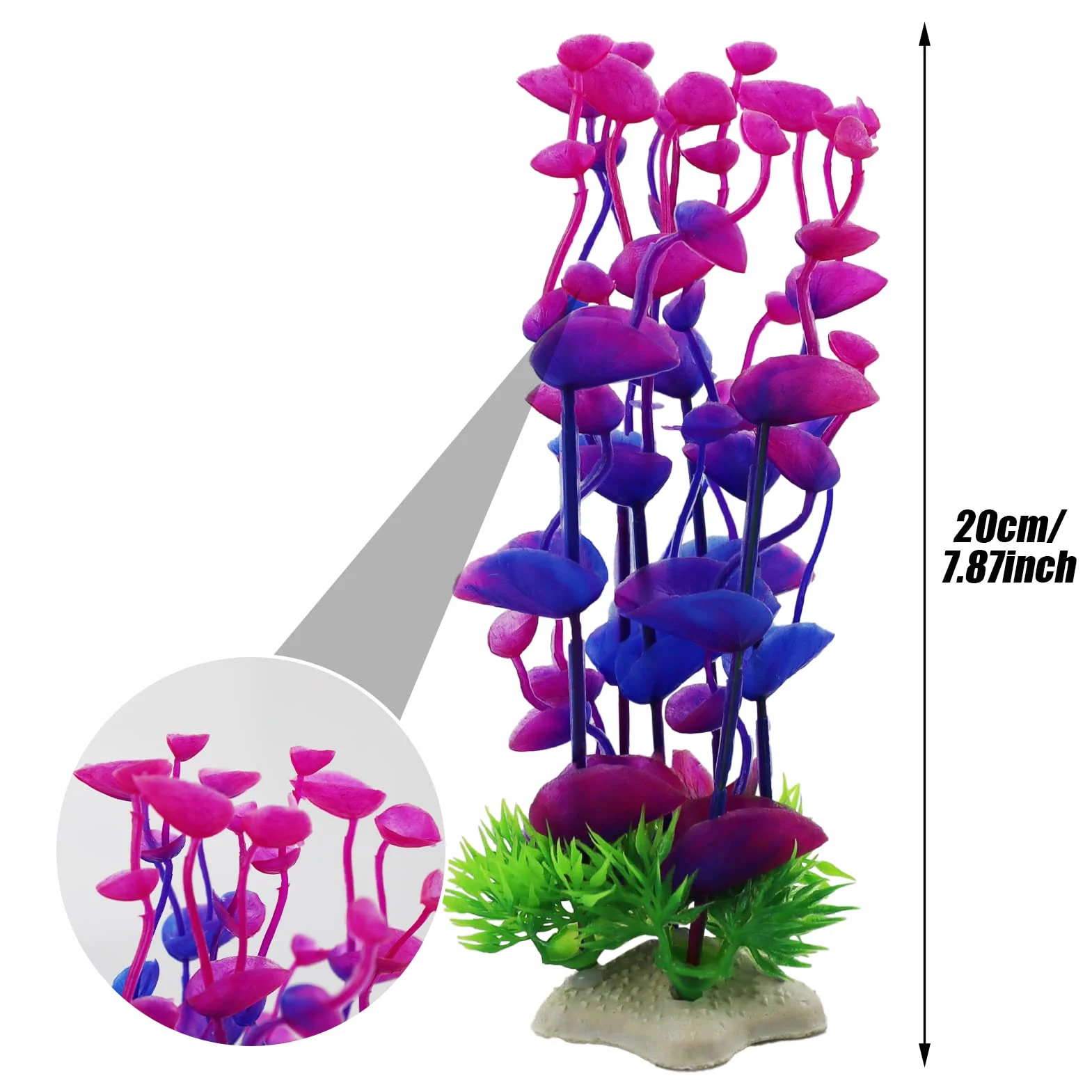 Lot de 3 plantes artificielles pour aquarium, plantes décoratives en plastique, plantes aquatiques pour poissons – 3 couleurs