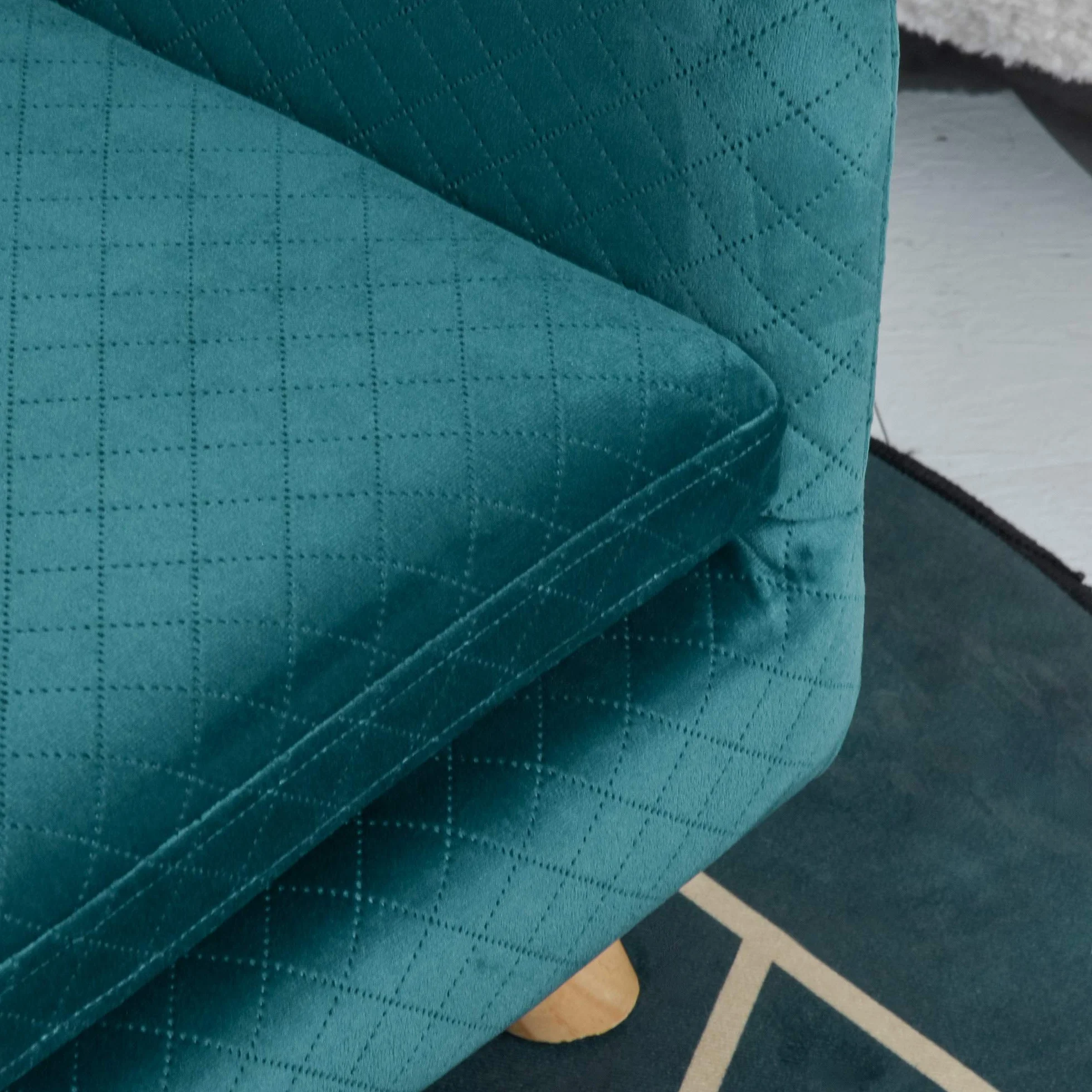 PawHut Canapé Chien lit pour Chien Design scandinave Coussin Moelleux Pieds Bois Massif 64 x 45 x 36 cm Velours Bleu Canard