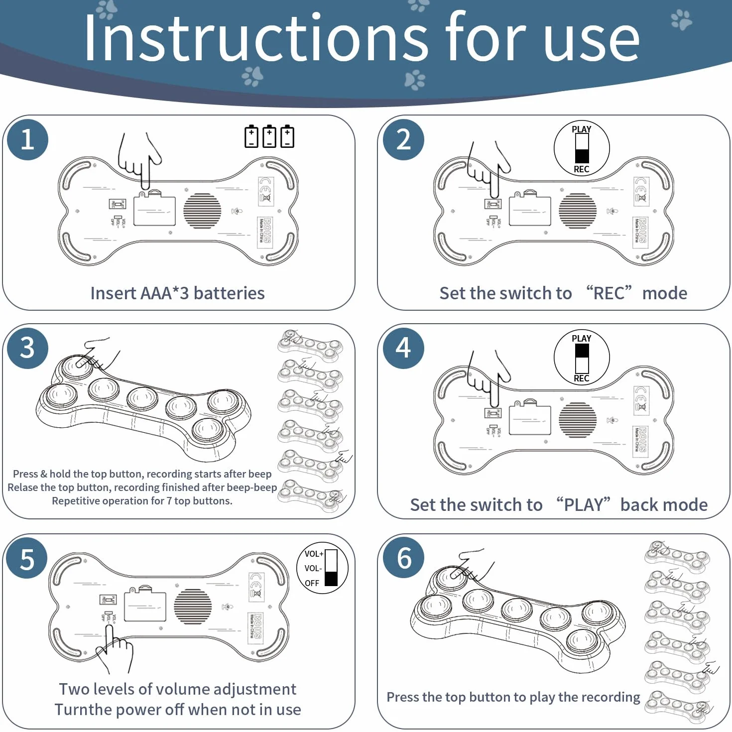 7 en 1 Boutons pour Chien,Boutons de Dressage pour Chien Boutons de Communication pour Chien,Boutons parlants pour Chien,Entraînement des Animaux de Compagnie - Bouton pour la Communication