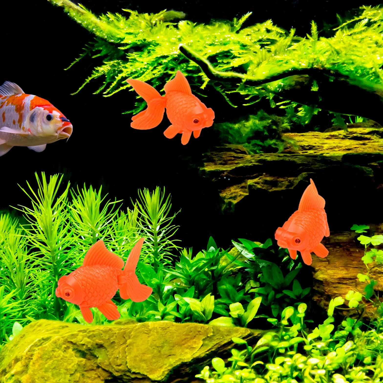 Poissons Artificiels en Mouvement Flottants pour Aquarium - 15 Pièces Petit Poisson Rouge Orange