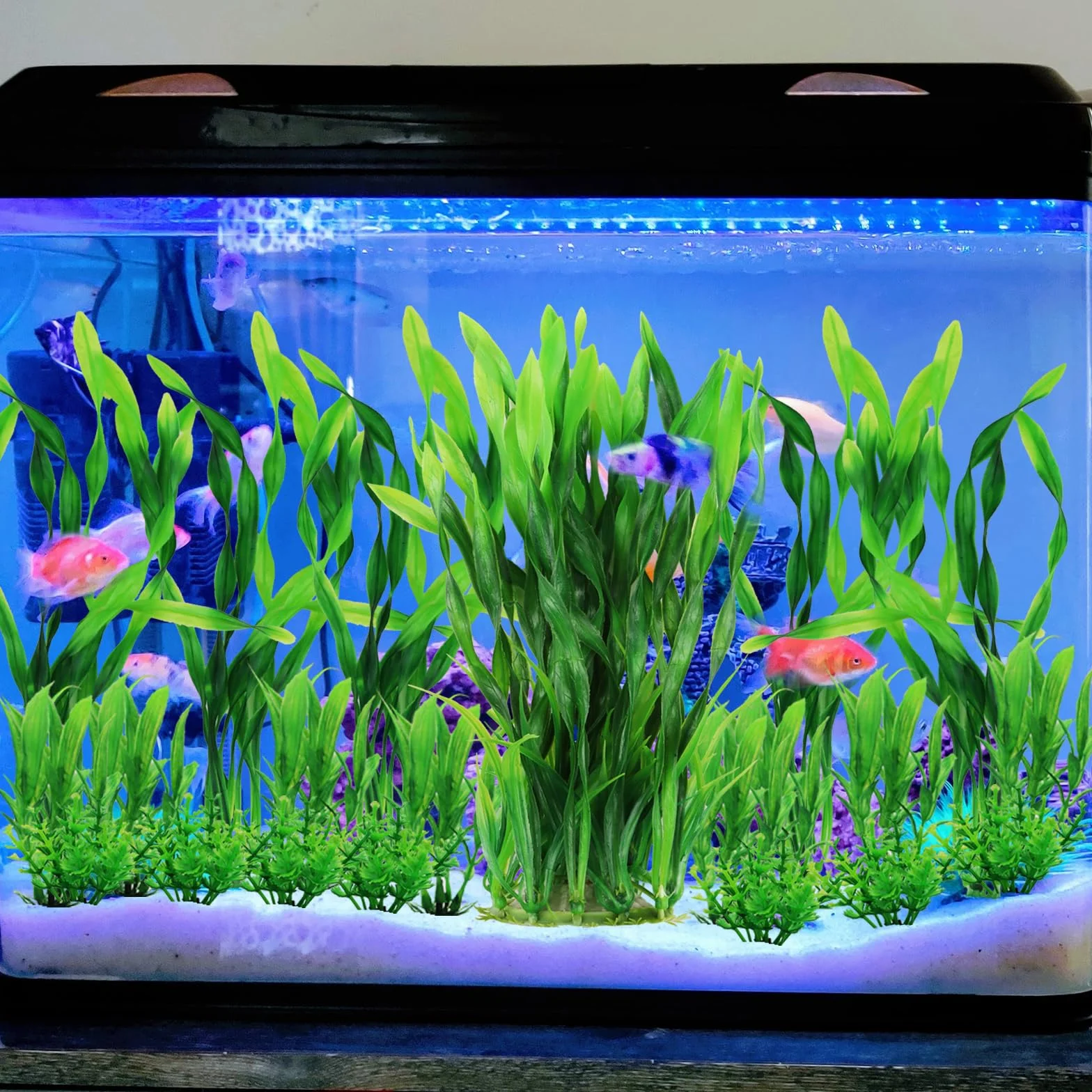 QUOZUO Lot de 20 plantes d'aquarium artificielles en plastique pour décoration