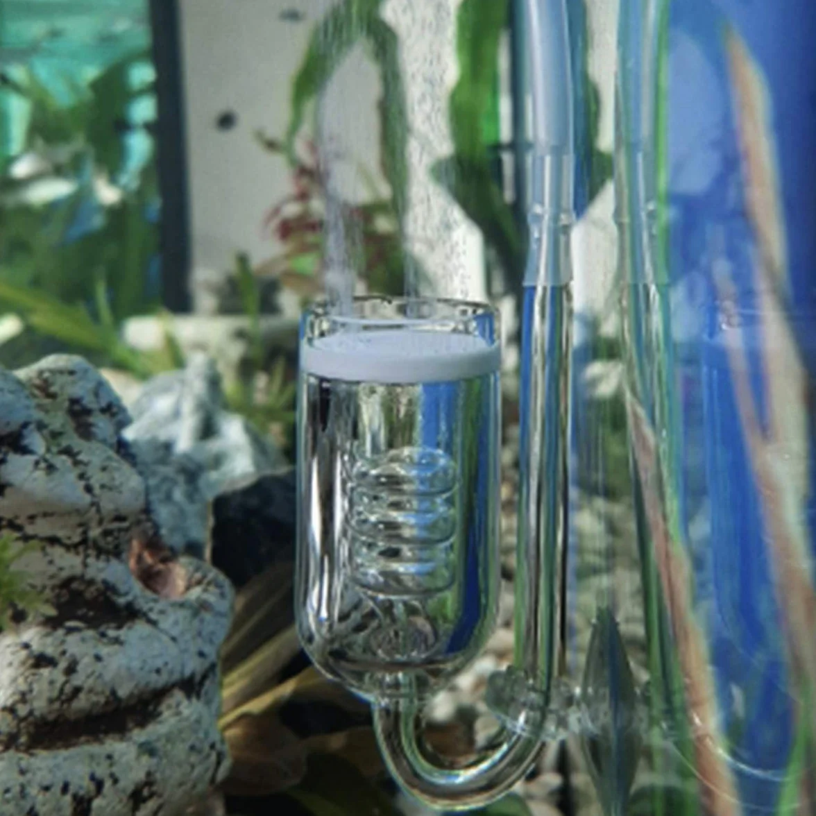 CO2 Diffuseur Aquarium Verre Spirale Atomiseur Bulle Compteur Ventouse Planté Fish Tank