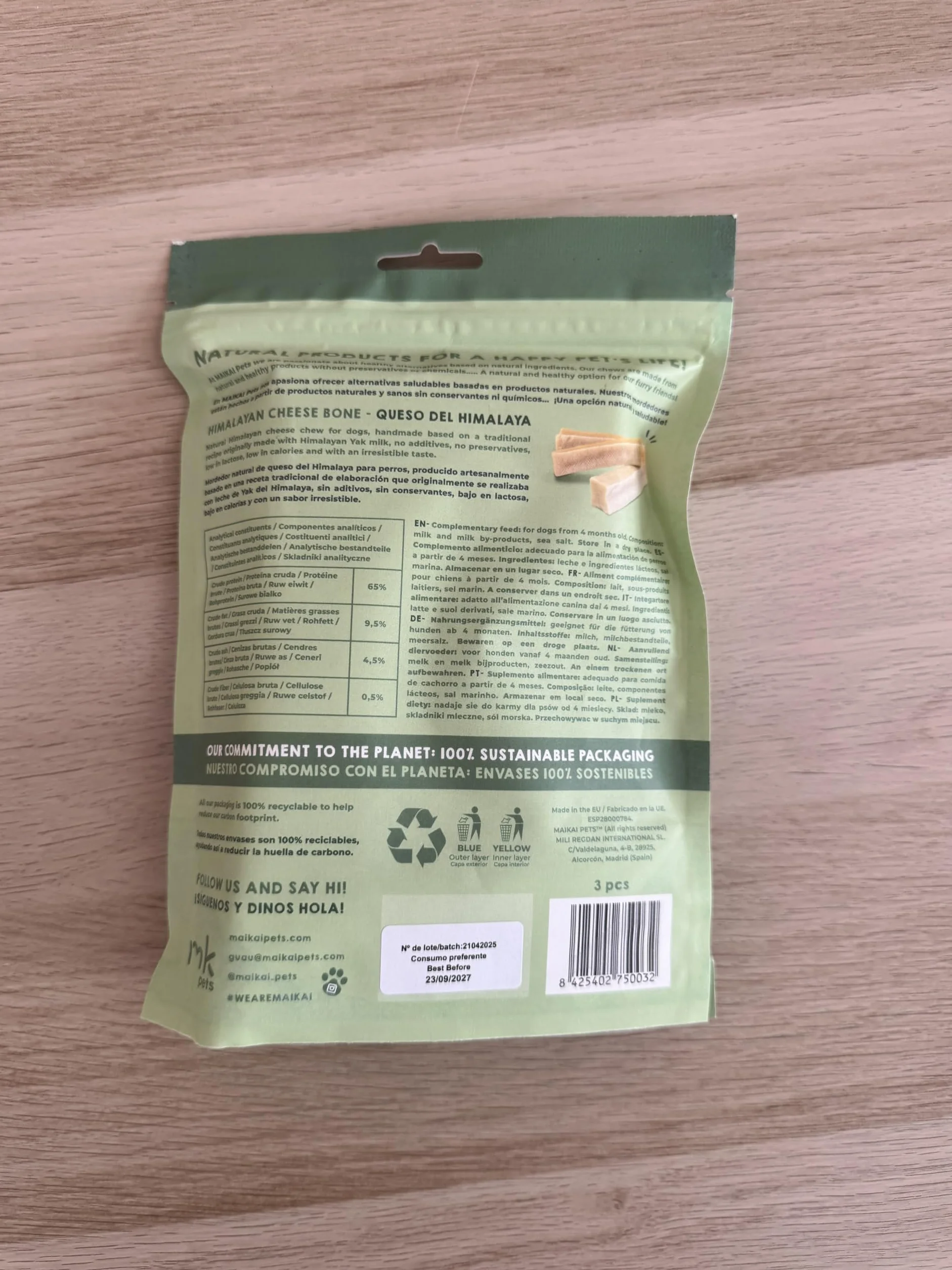 Fromage de Yak pour Chien Mastication Naturel Longue Durée Soin Dentaire Himalaya Pack 3 Taille M 10-15 kg
