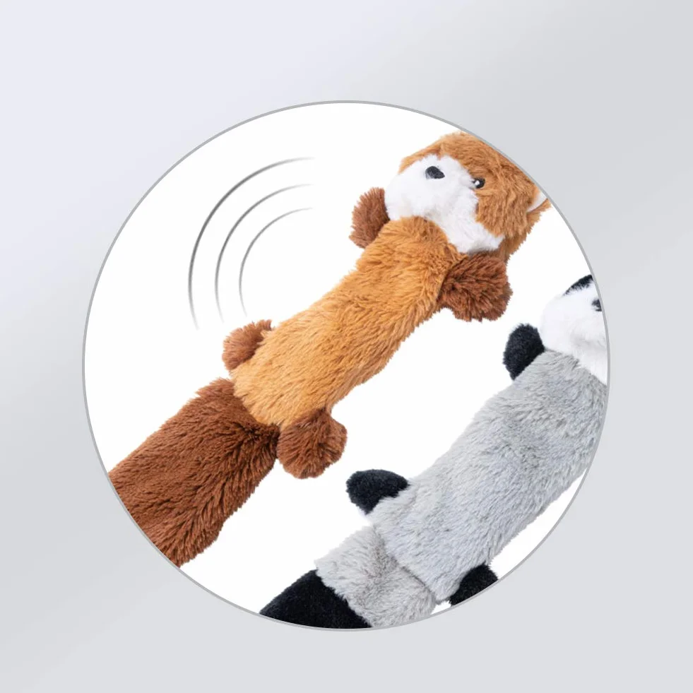 JOYELF Jouet en peluche pour chien qui couine, renard et raton laveur avec papier froissé