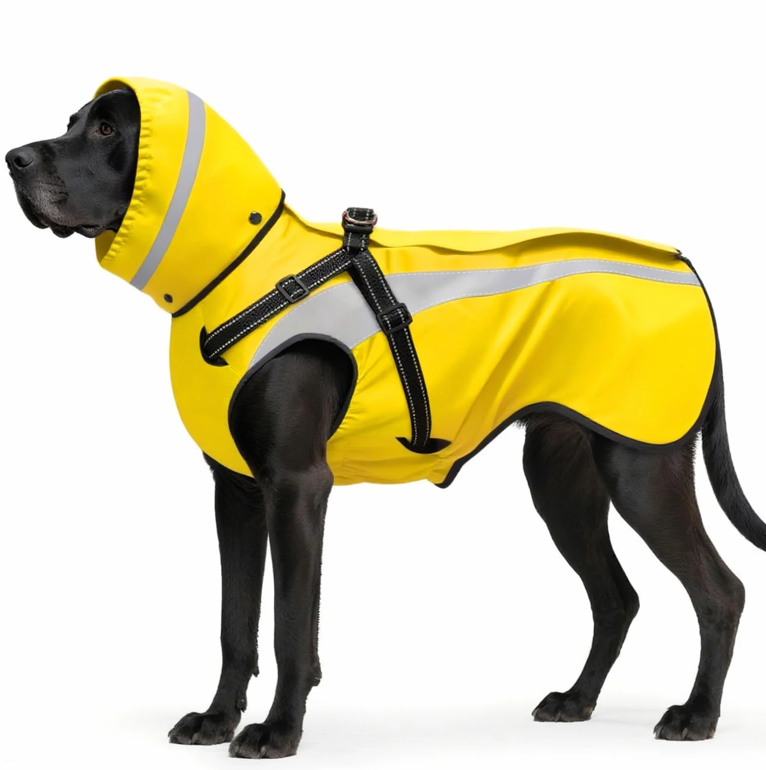 Imperméable Chien Réfléchissant Veste de Pluie à Capuche Poncho pour Petits Moyens Grands Chiens S-XXL (Jaune, XL)
