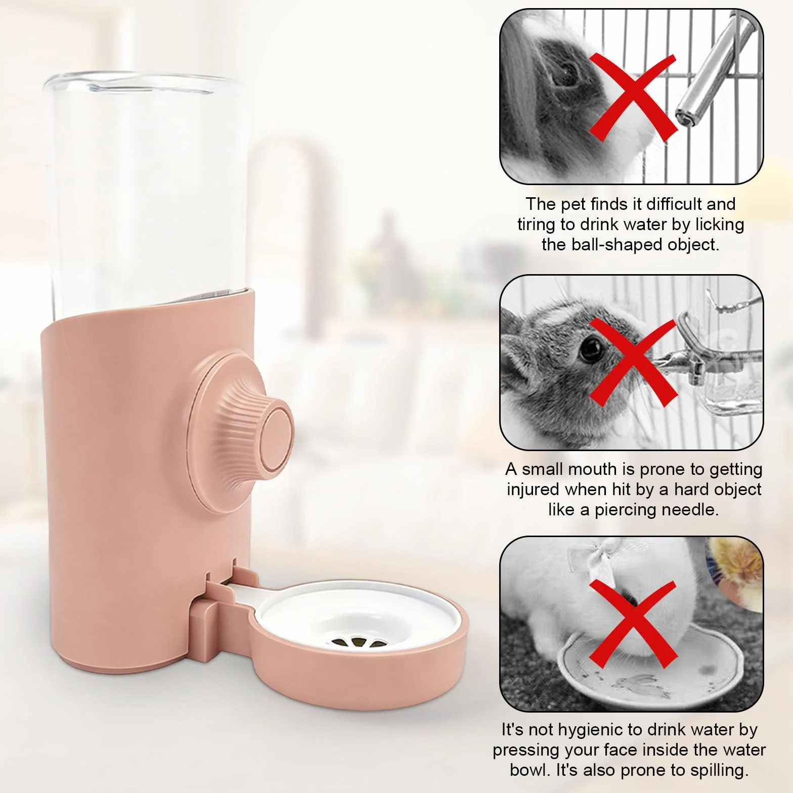 Lot de 3 distributeurs d'eau automatiques lapins : gourde suspendue pour animaux de compagnie, bouteille d'eau automatique, bouteille d'eau pour lapin, chinchilla, hérisson, écureuil, furet