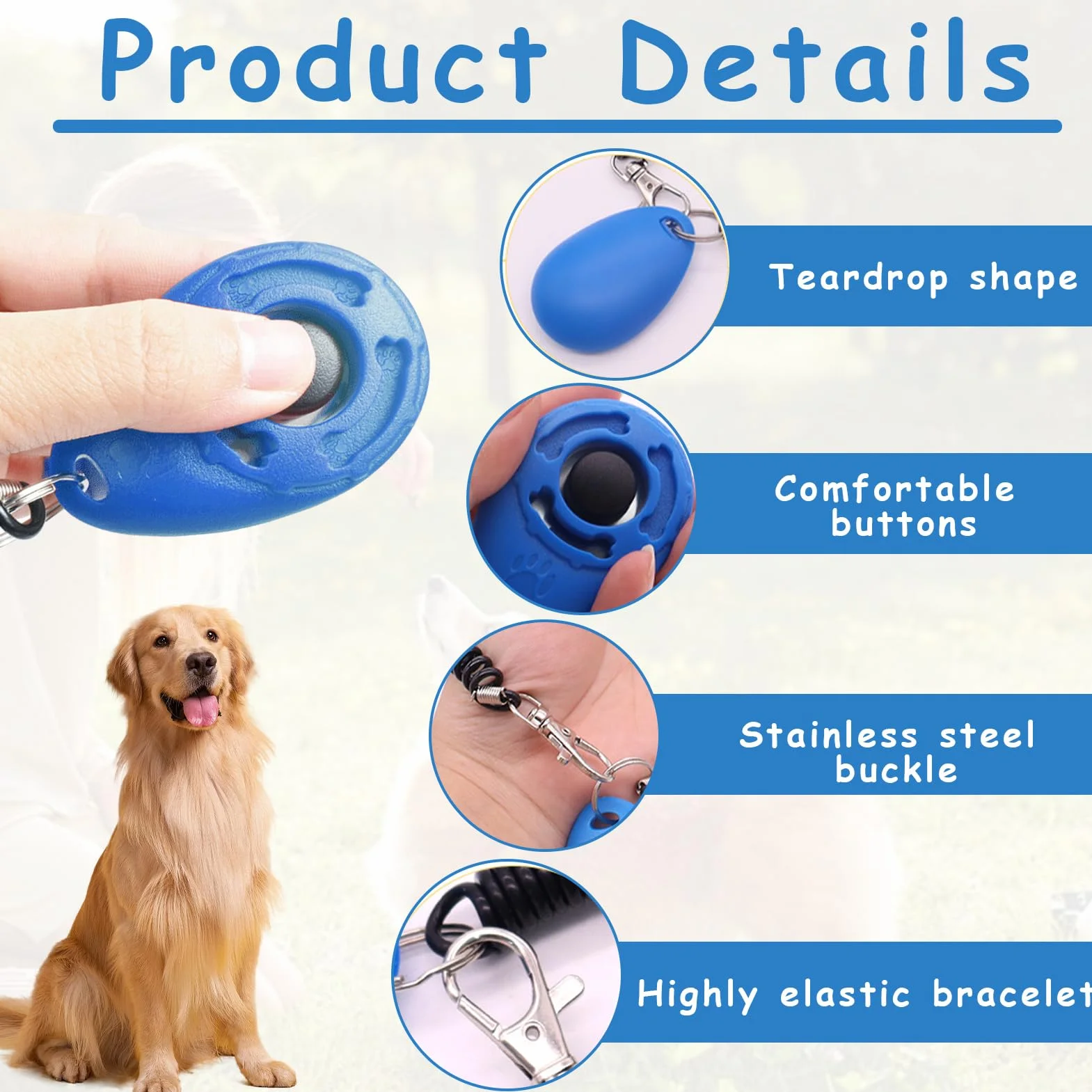 4 PCS Clicker Chien Dressage,Multicolore Clickers de Dressage pour Animaux de Compagnie avec Dragonne,Professionnel Clicker Chien Commandement Training pour Chien Chat Cheval