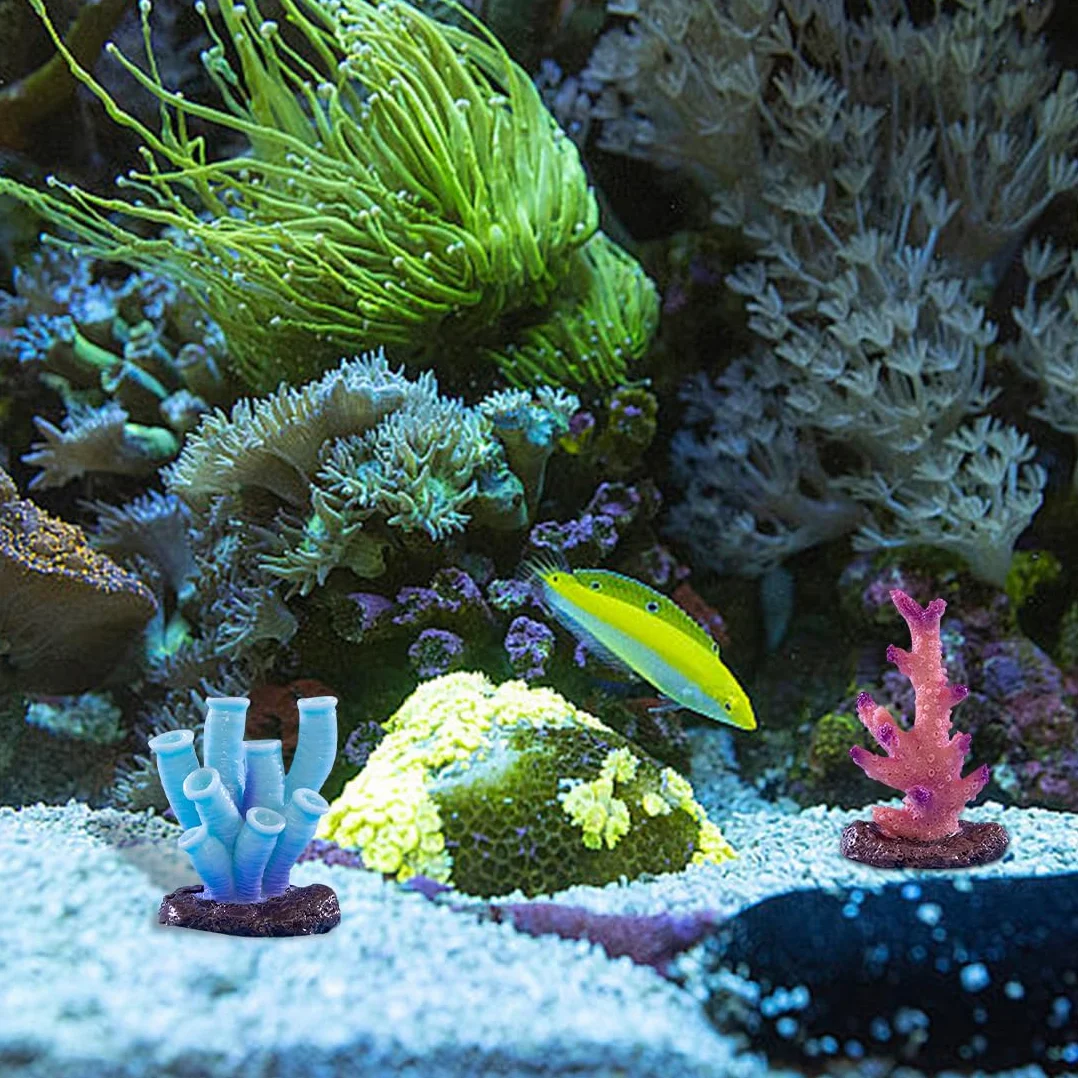 Décorations d'aquarium Corail Artificiel 6 Pièces Plantes Aquatiques