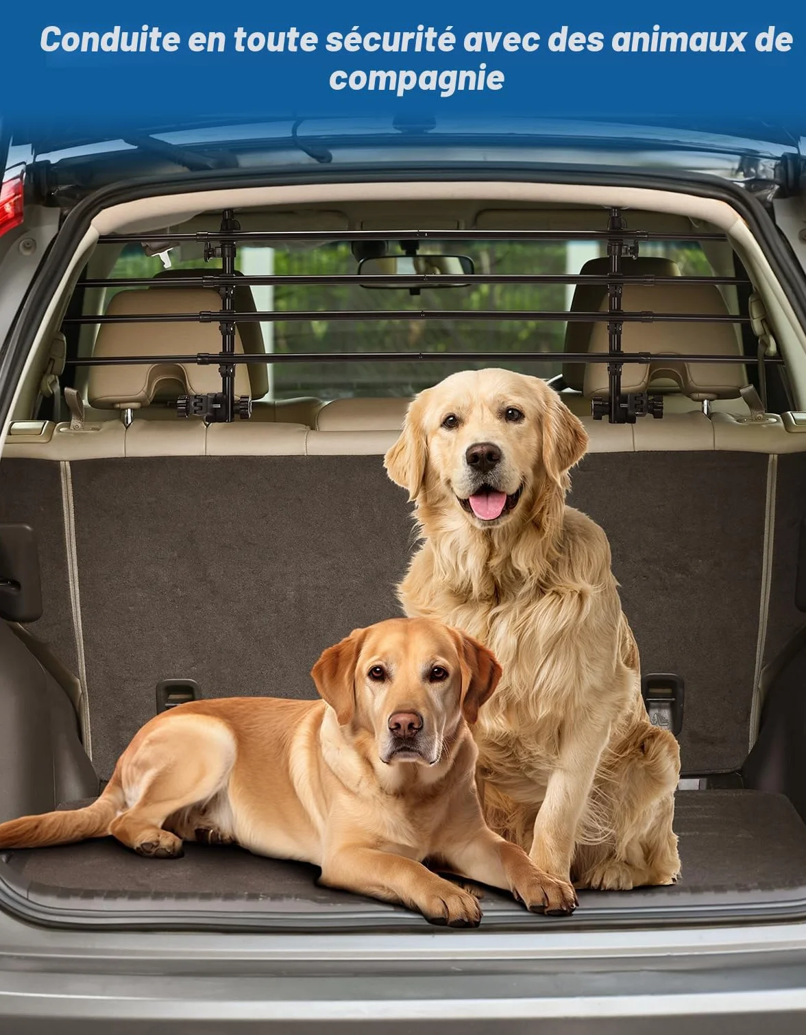 JOYTUTUS Barrière de Sécurité Voiture Chien Réglable 32-46cm 82-140cm Métal Renforcé SUV