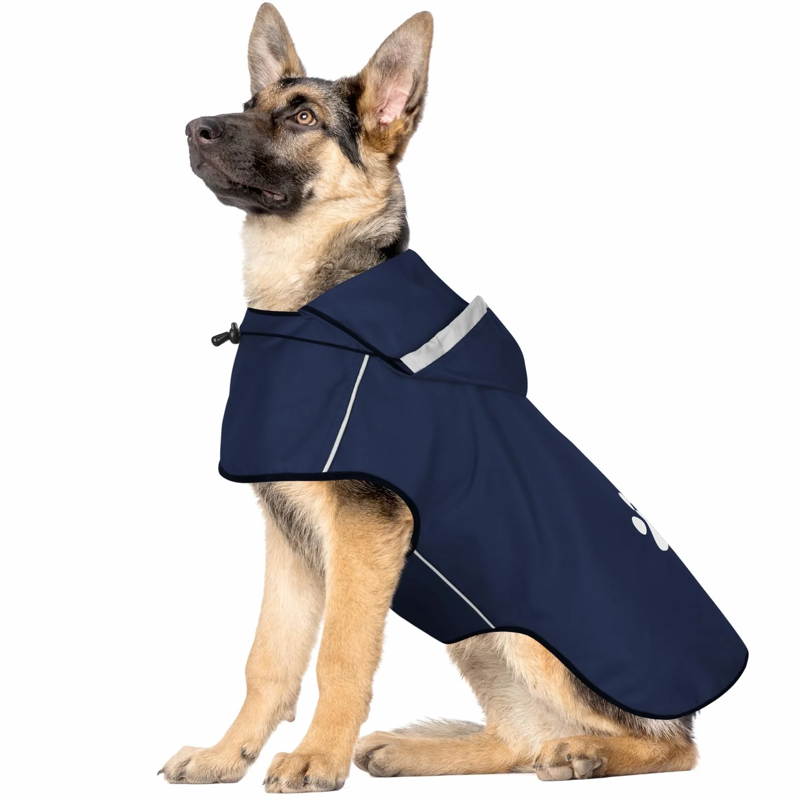 Manteau de Pluie pour Chiens de Grande Taille - Vêtement Imperméable avec Capuche Réfléchissante et Fermeture Velcro Réglable - Ultra Léger pour les Promenades