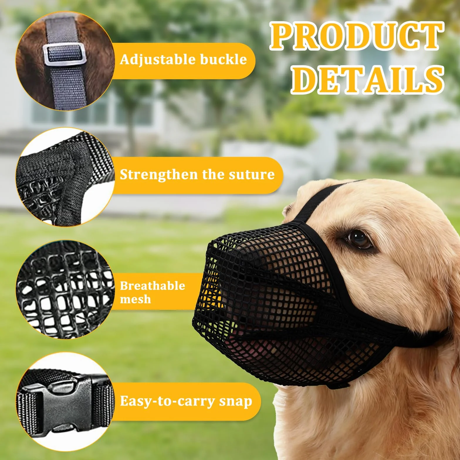 Museliere Anti Intoxication Chien (M) Muselière Chien Réglables Masque Respirant pour Animaux Prévenir L'ingestion Accidentelle pour Attraper Les Morsures Les Lécher La Mastication