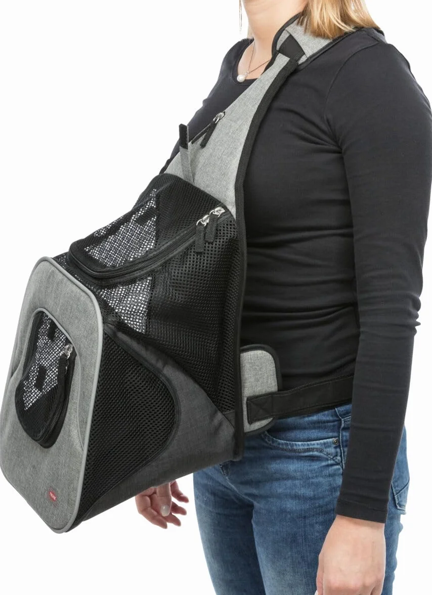 TRIXIE Sac ventral Savina en Nylon Noir/gris 30 × 33 × 26 cm