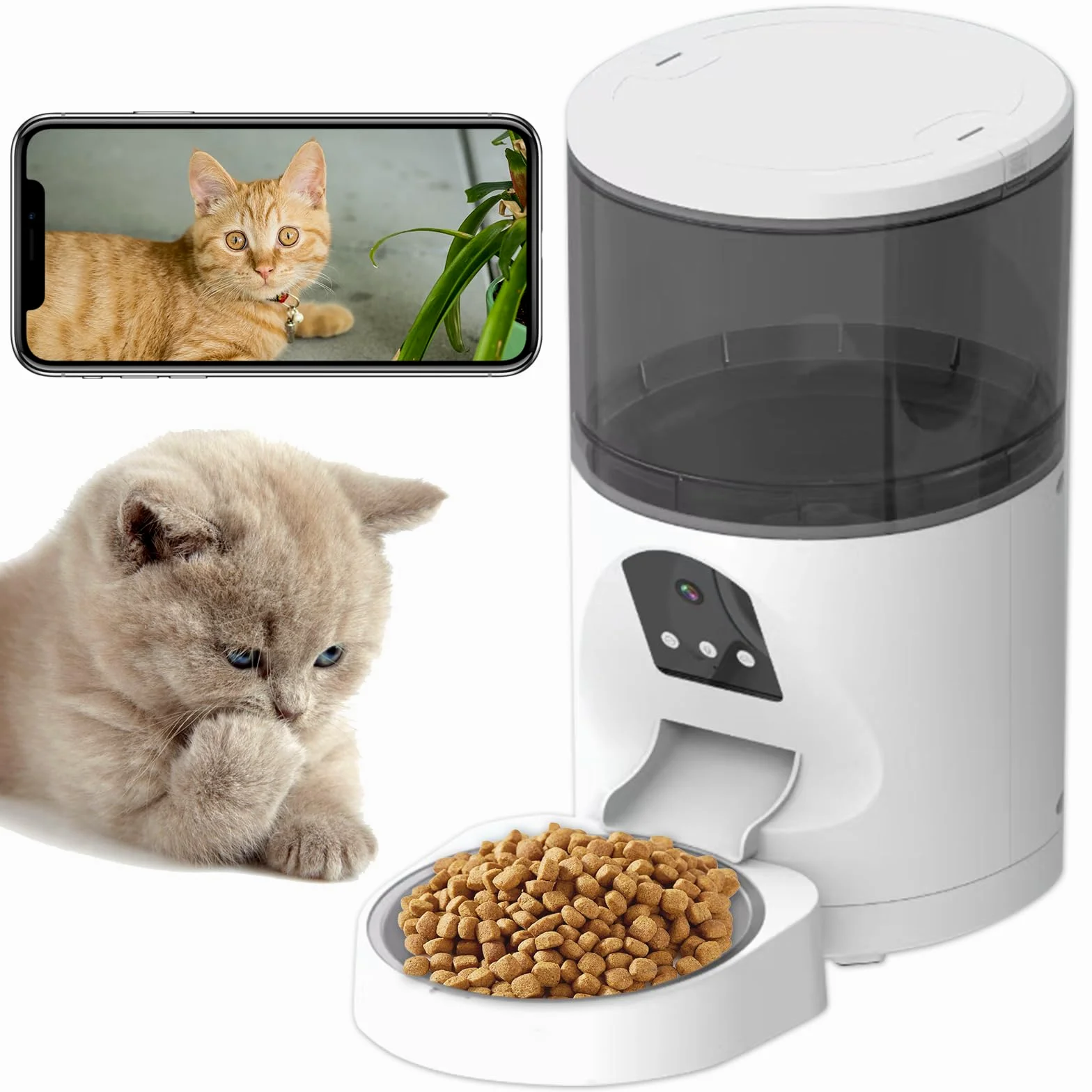 ANTELA Distributeur Croquettes Chat Chien Automatique 6L avec Vidéo 3MP | WiFi 2.4G, Contrôle APP, Fil Anti-grignotage, Notification d'Alimentation