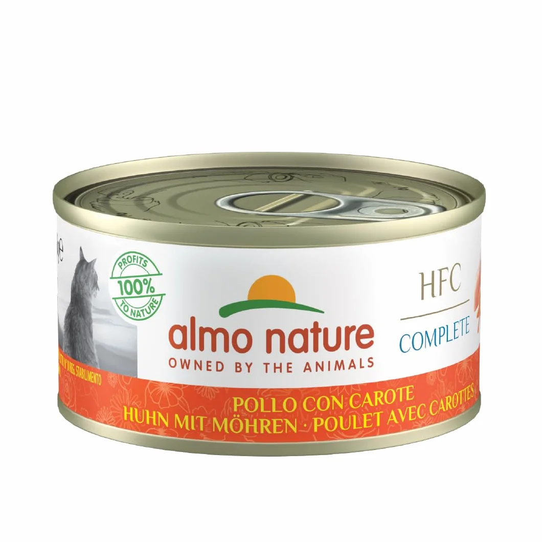 Almo Nature HFC Complete Nourriture Humide pour Chat Adulte Poulet et Carotte 70 g x 24 Boîtes