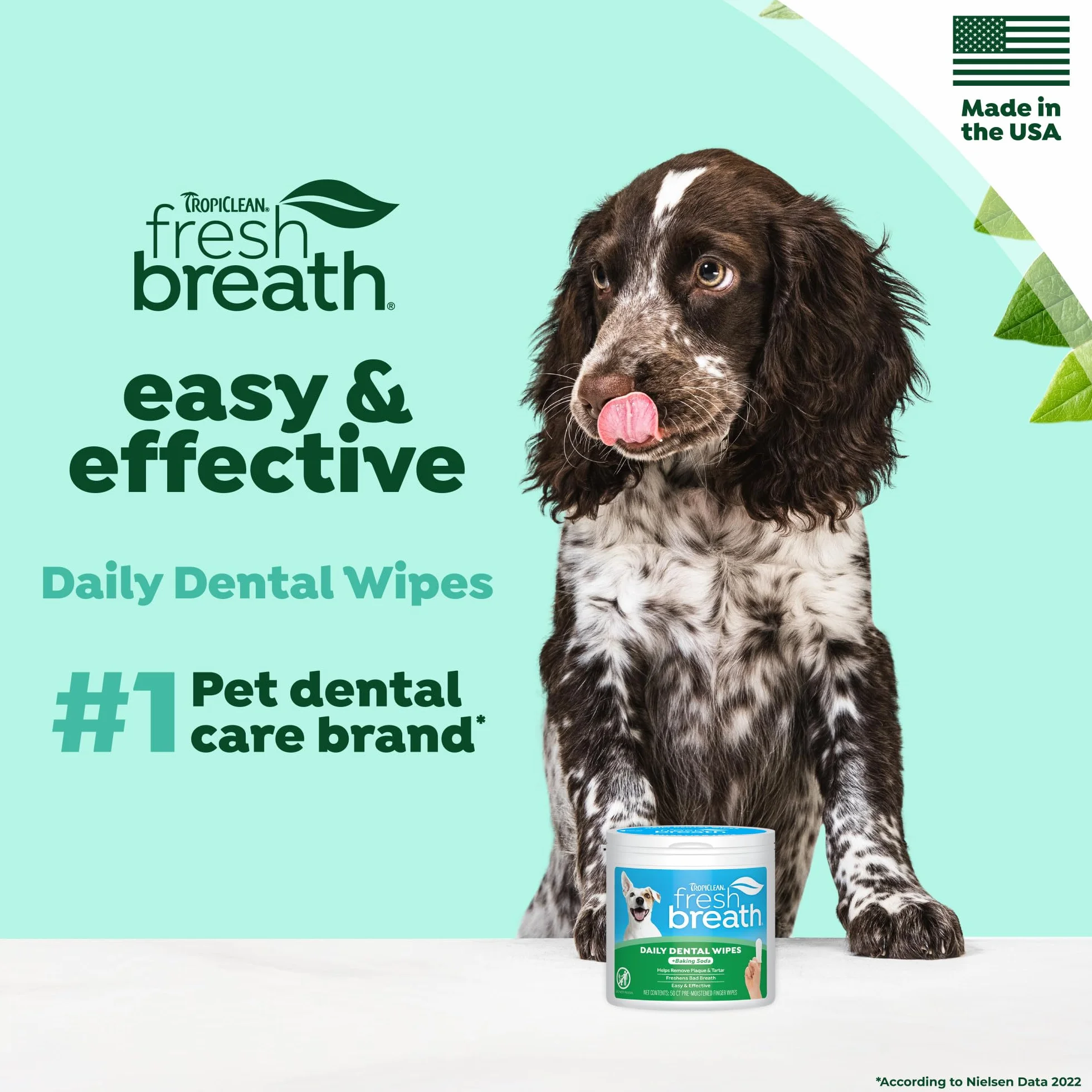 TropiClean Fresh Breath Finger Lingettes dentaires, 50 pièces