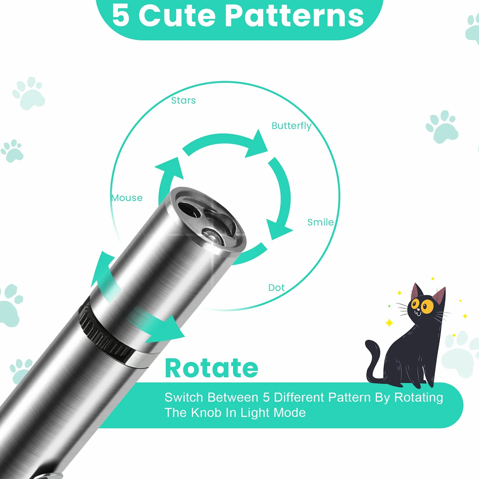 Jouet Chat Interactif avec LED, Intelligence Électrique Jouets Chats Rechargeable USB