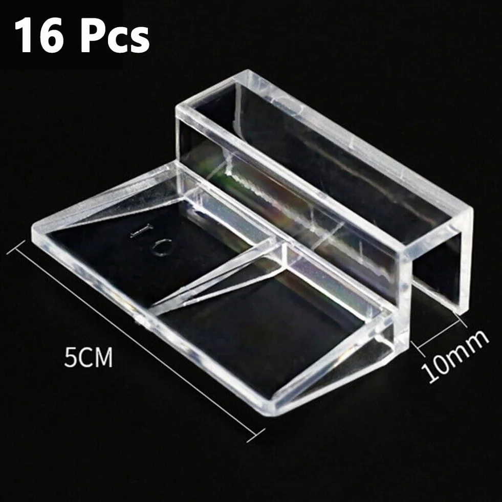 SPORTARC Lot de 16 clips de couvercle en verre pour aquarium, supports acrylique transparent 10 mm
