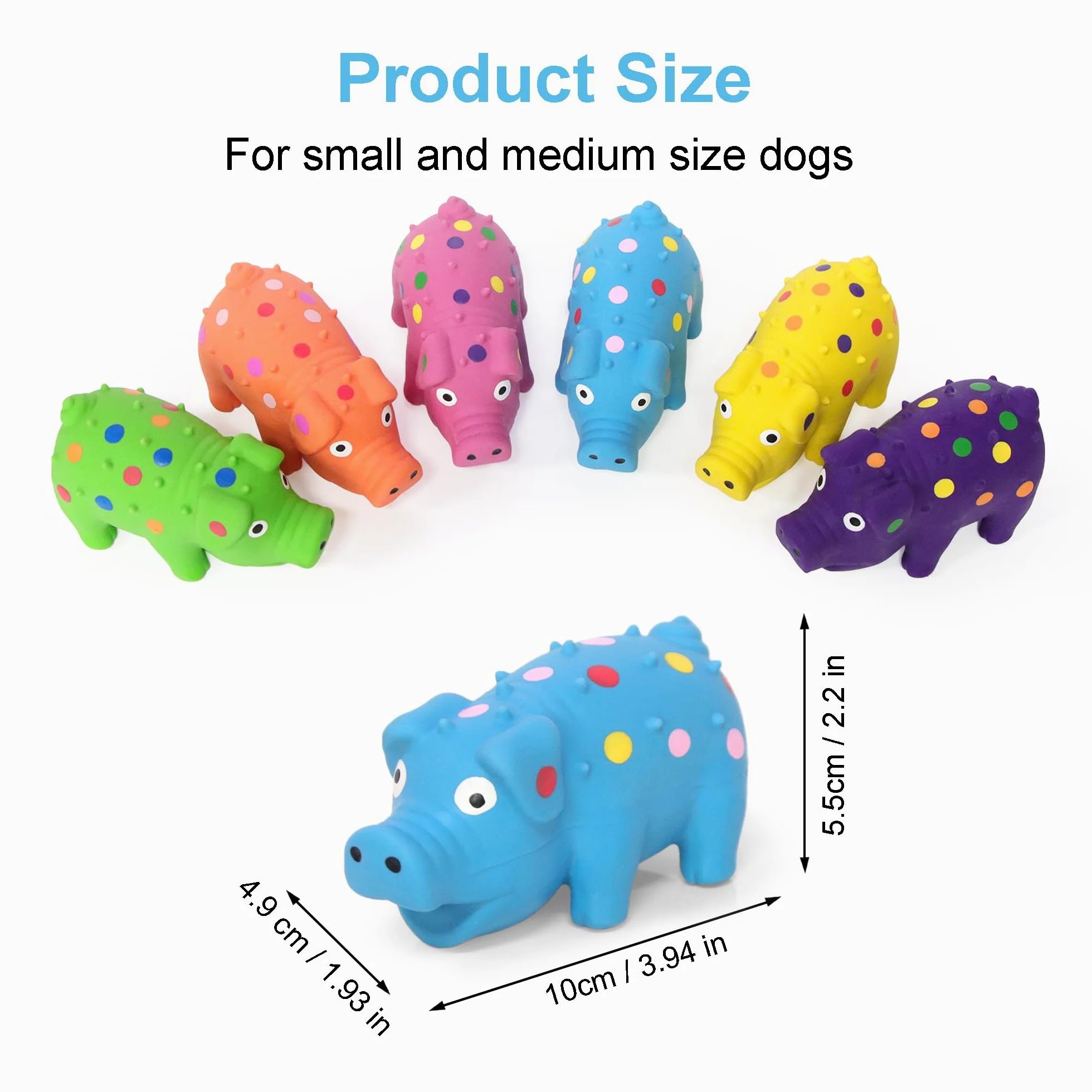 Lot de 6 jouets couineurs pour chien, cochon en caoutchouc pour chiot, chiens de petite et moyenne taille, jouets à mâcher interactifs durables en latex de 10,2 cm