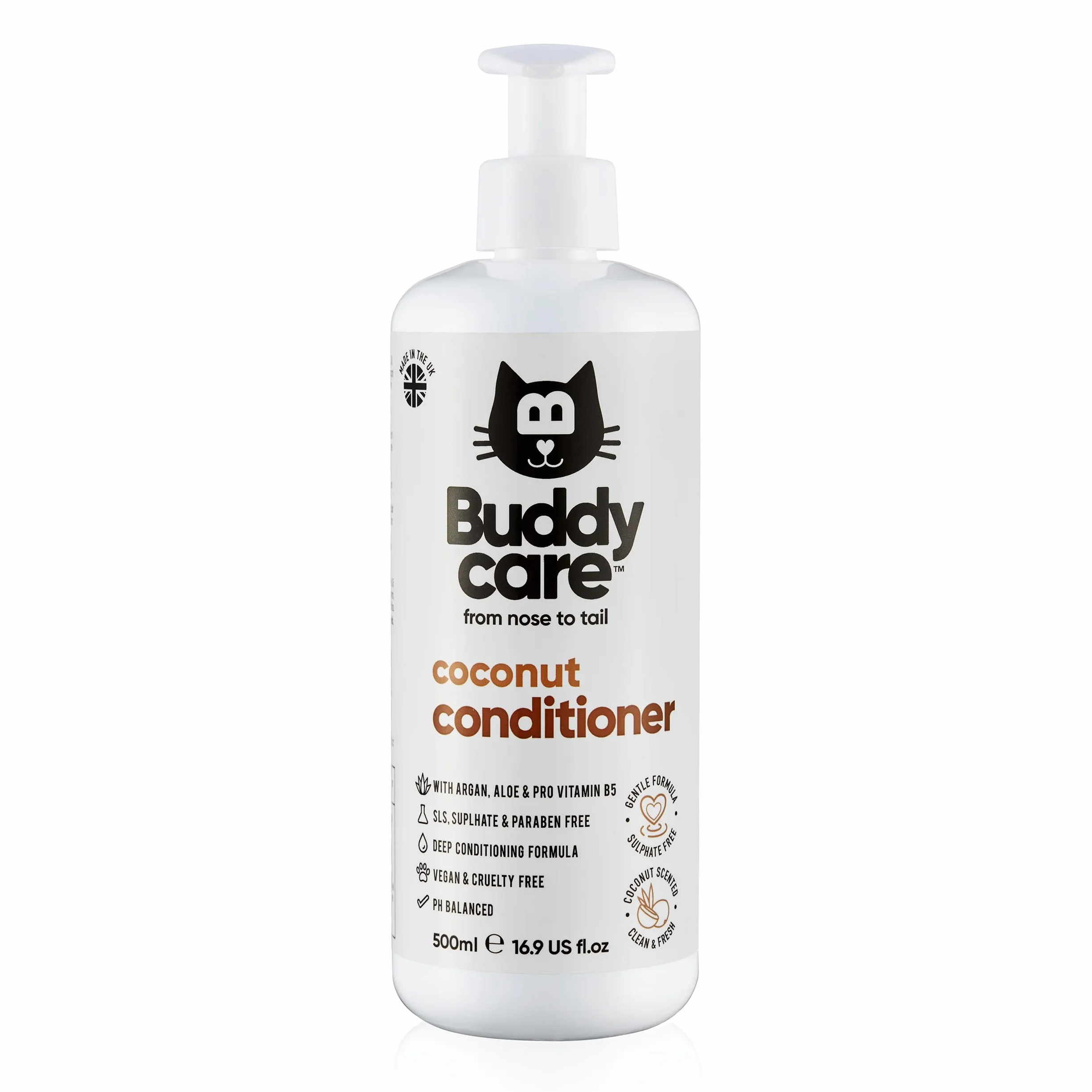 Buddycare Coconut Cat Après-shampoing pour Chat 500 ml pH équilibré sans sulfate sans paraben