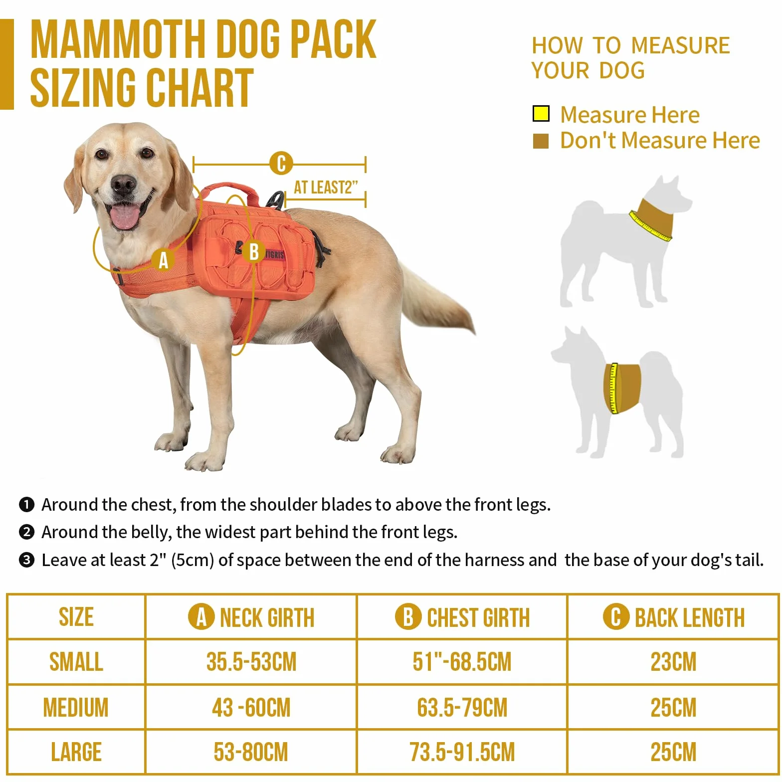 OneTigris Mammoth Sac à dos pour chien version 2.0 L orange