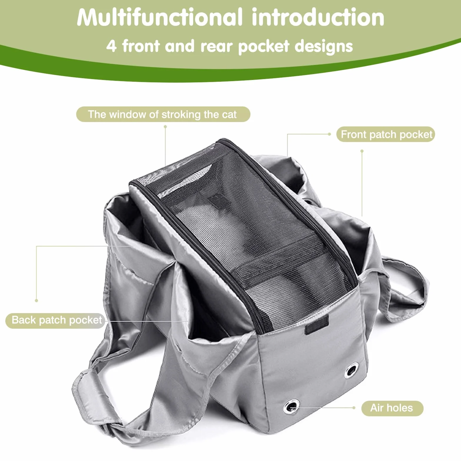 PETCUTE Sac Transport Chat Chien Respirant avec Tapis Solide et Sangle Sécurité