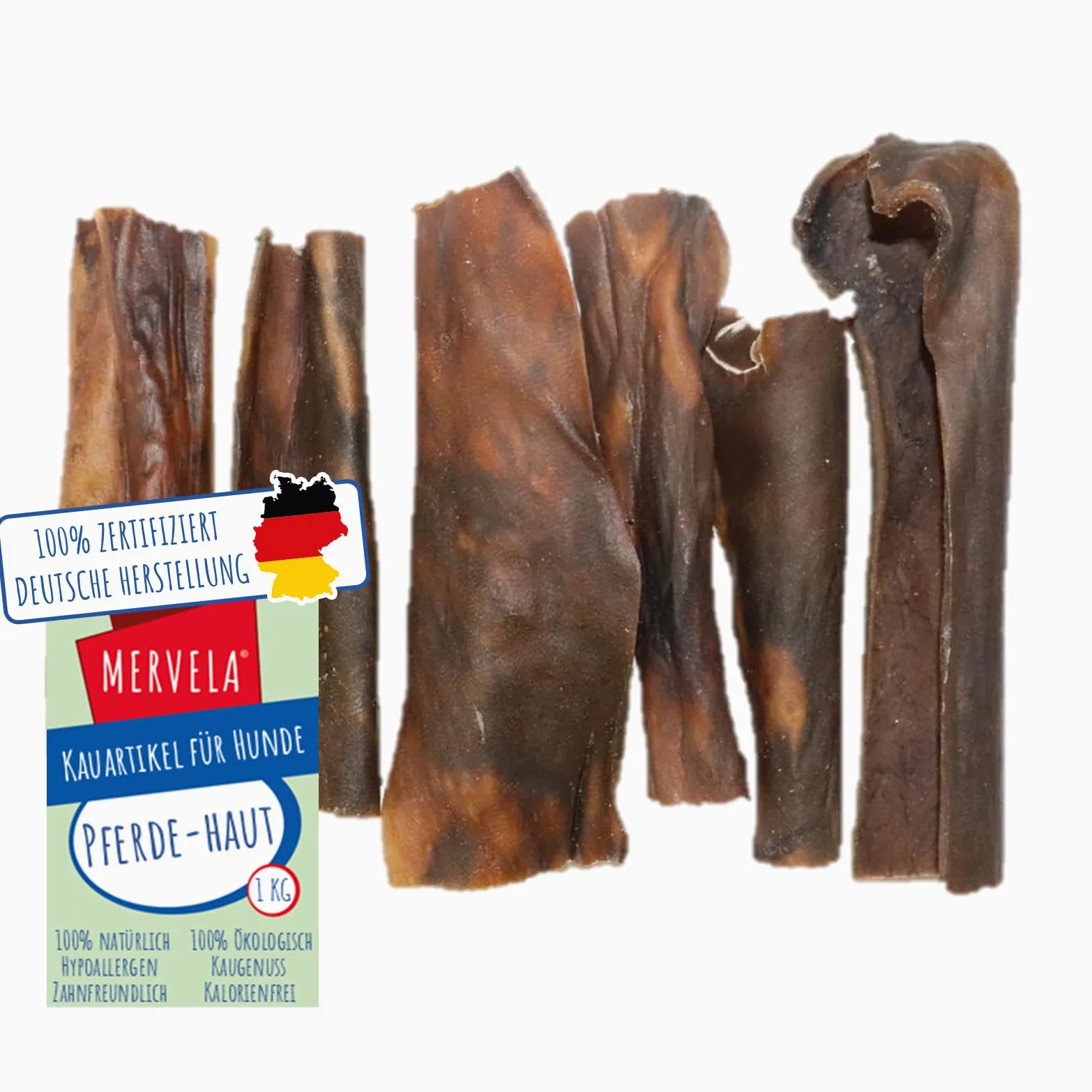 Bâtons pour peau de cheval - 1 kg - Qualité allemande - Pour chiens souffrant d'allergies - Récompense - Friandise d'entraînement - Sans céréales - Hypoallergénique - Friandise à mâcher