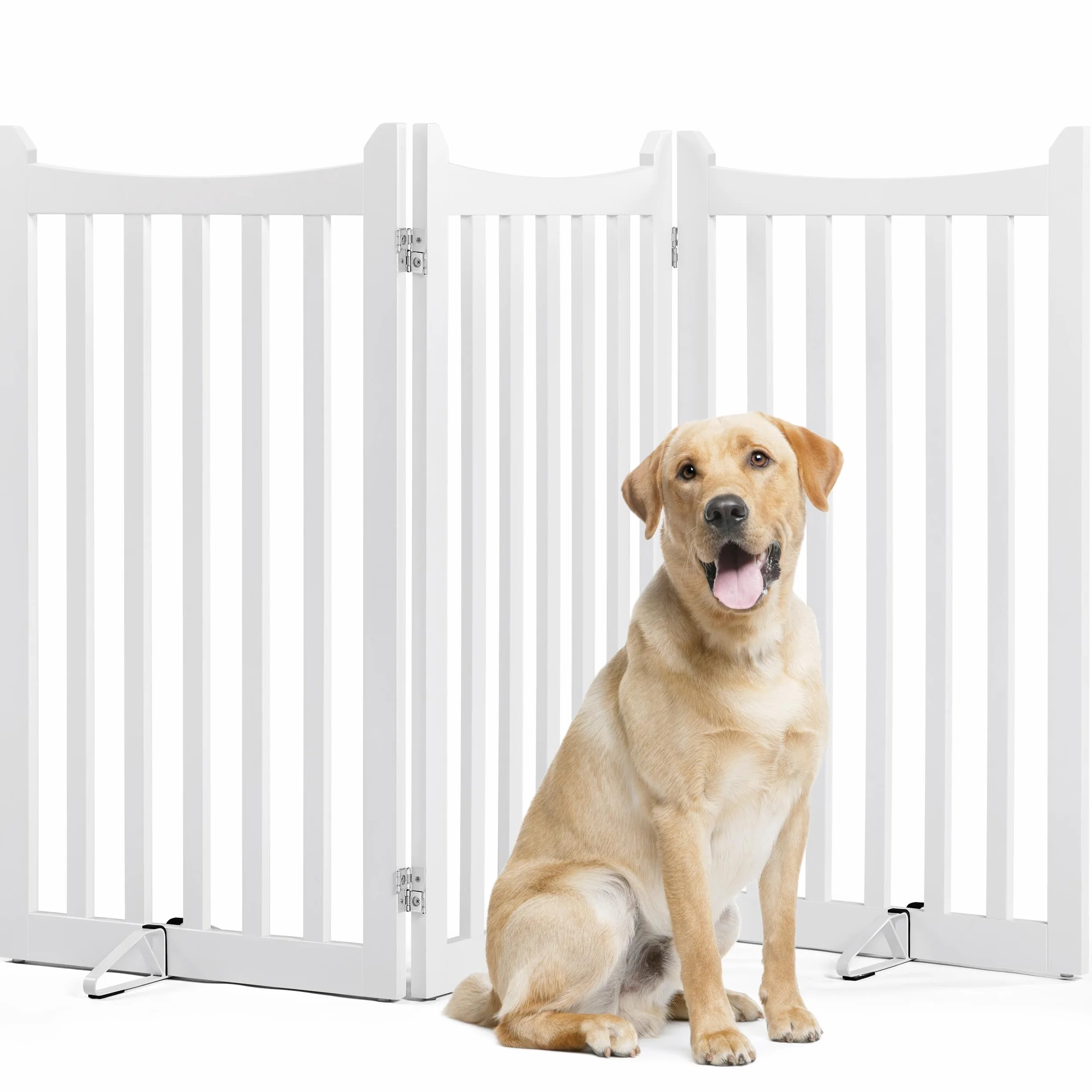 Yaheetech Barrière de Protection pour Chien, Pliable, 90,5 x 151,5 cm, 3 Panneaux, Blanche