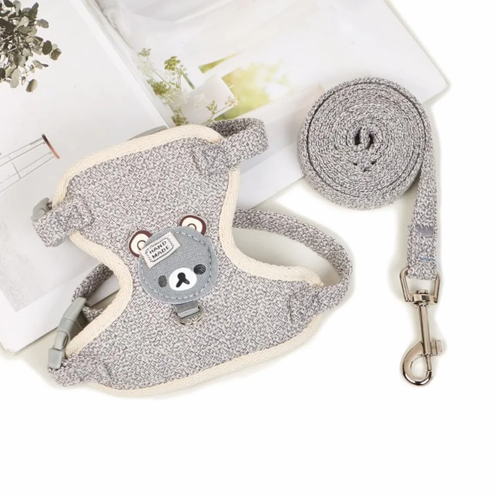 Harnais pour Lapins Laisse Réglable 27-35 cm 1,20 m Gris S