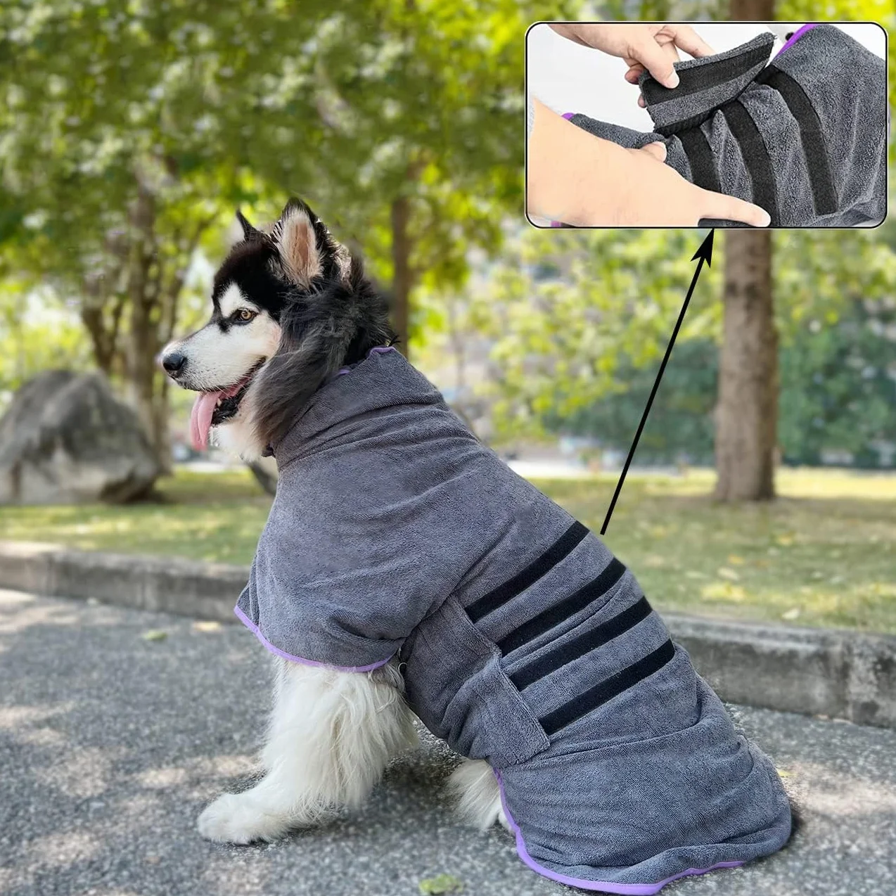 Peignoir pour Chien Super Absorbante, Séchage Rapide, Taille Moyenne/Grande