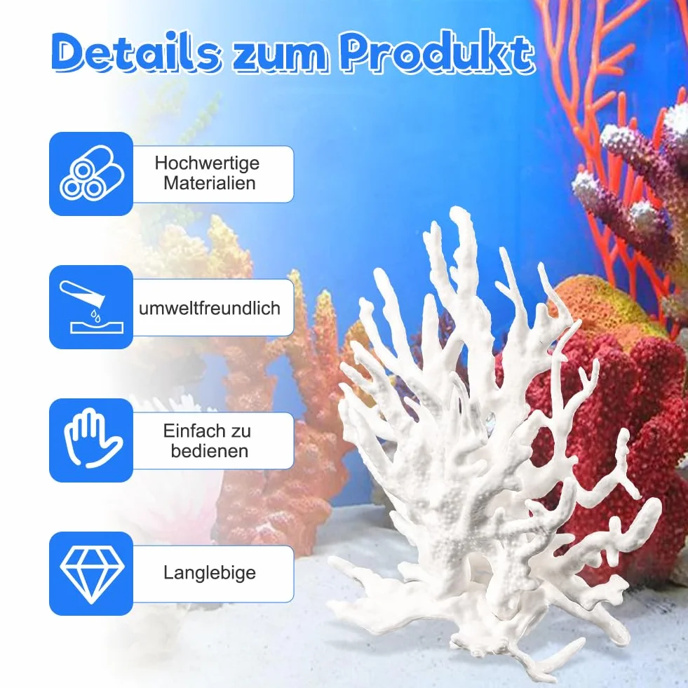 Lot de 2 coraux artificiels blancs pour aquarium - Décoration sous-marine