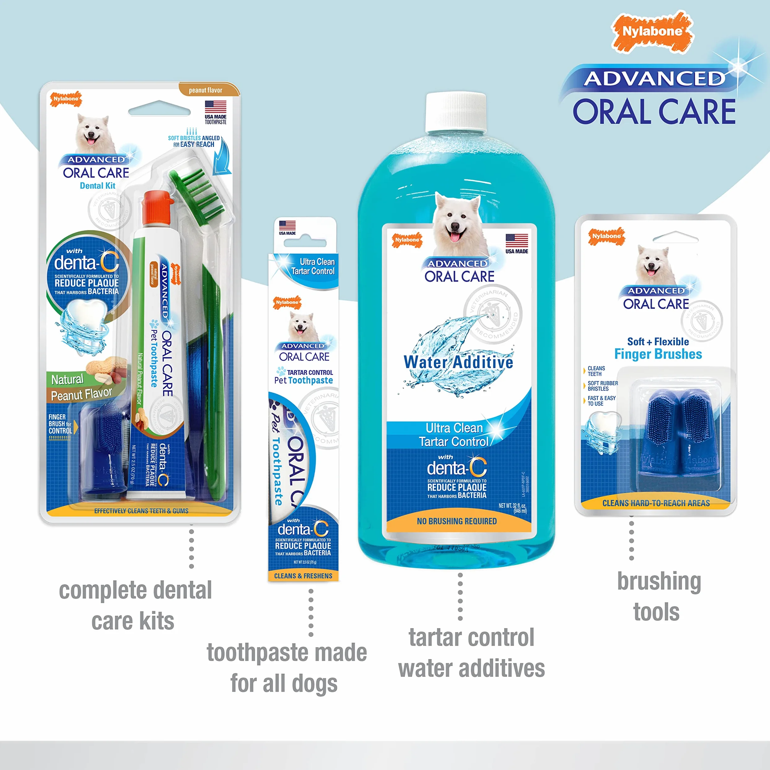 Nylabone Advanced Oral Care Kit Dentaire pour Chiot avec Brosse à Dents à Poils Doux et Doux Beurre d'arachide (3 pièces)