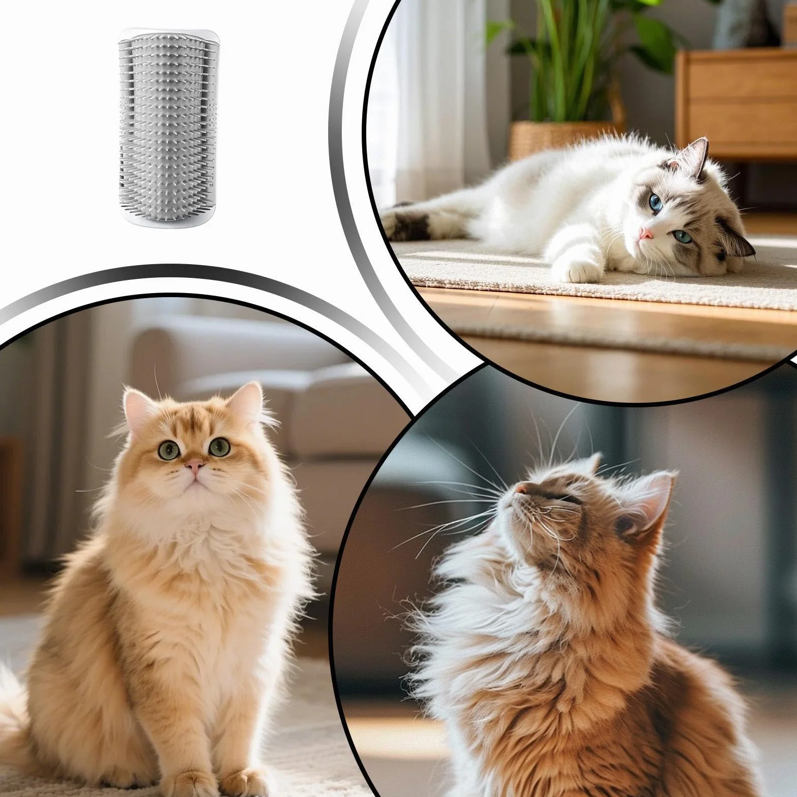 Brosse de toilettage automatique pour chat, ensemble mural d'angle, système de peigne de massage anti-stress