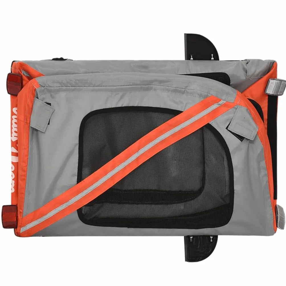 vidaXL Remorque de Vélo pour Animaux de Compagnie, Chariot pour Chien avec Drapeau, Orange et Noir