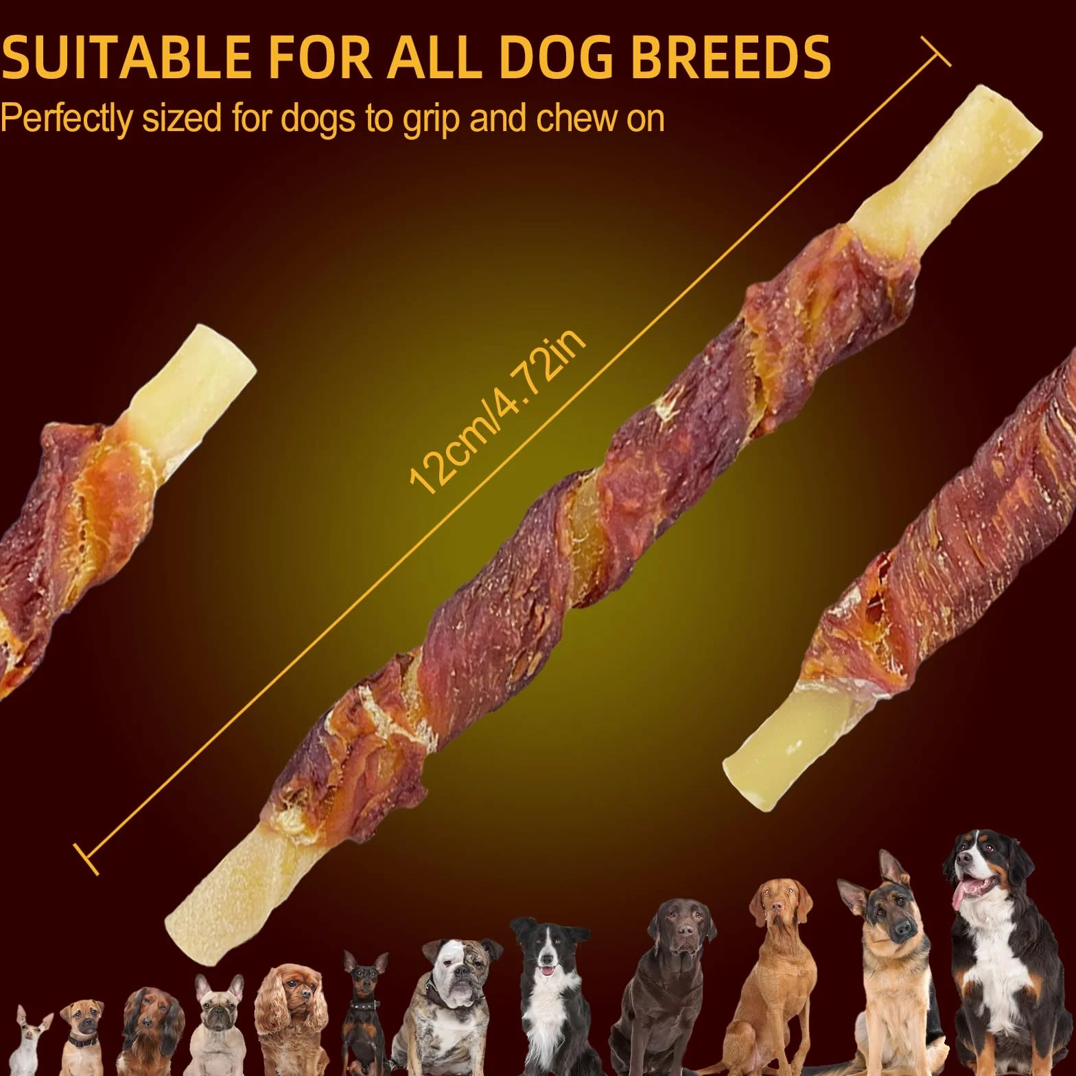 Friandises pour Chien au Canard et Peau de Bœuf, Bâtonnets à Mâcher Longue Durée, Snack Dentaire Riche en Protéines, Récompense Naturelle pour Petits et Moyens Chiens 350 g