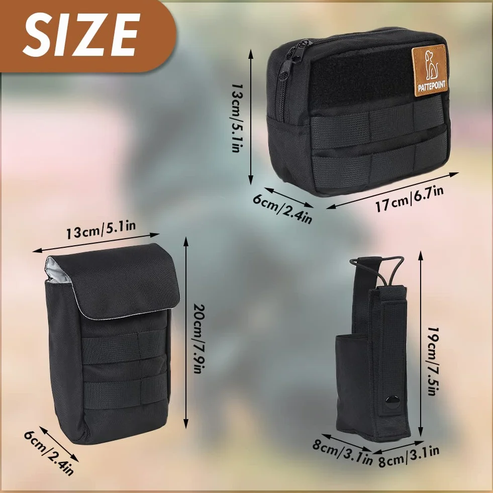 Sac pour Chien Harnais Dog Harness Bag, Accessoire Supplémentaire Sac à Dos, Sacs Latéraux pour Harnais Grand Chien - Noir