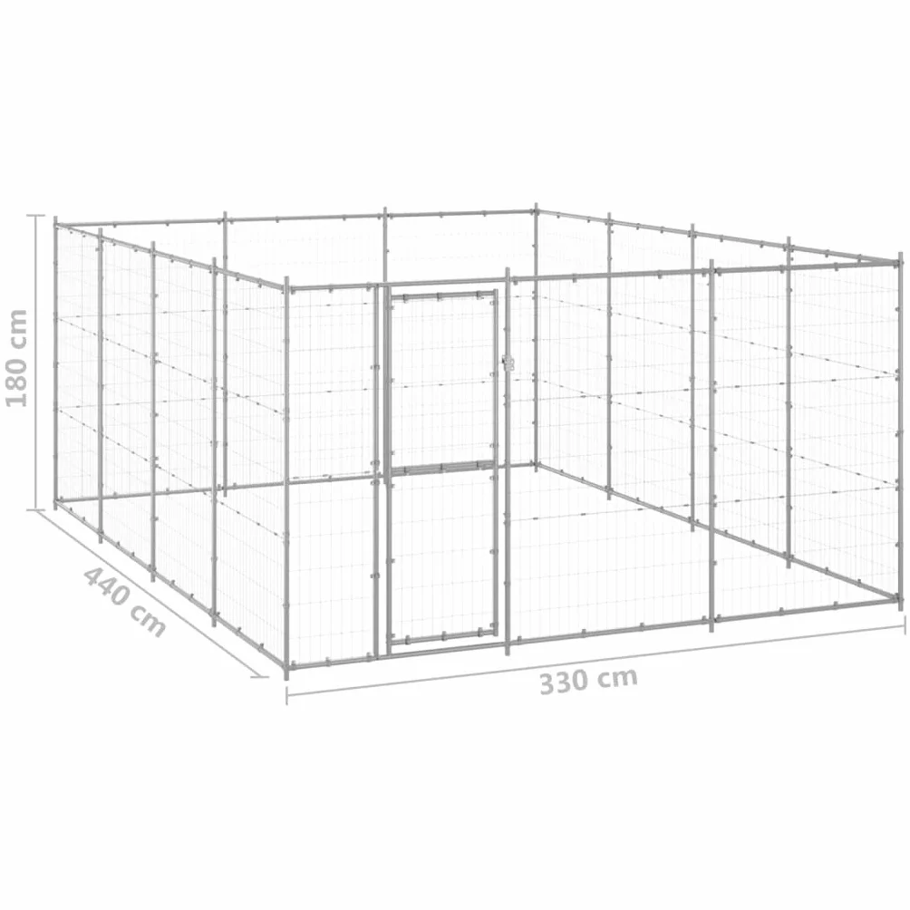 vidaXL Chenil Extérieur Acier Galvanisé 14,52 m² Enclos Cage pour Chiens
