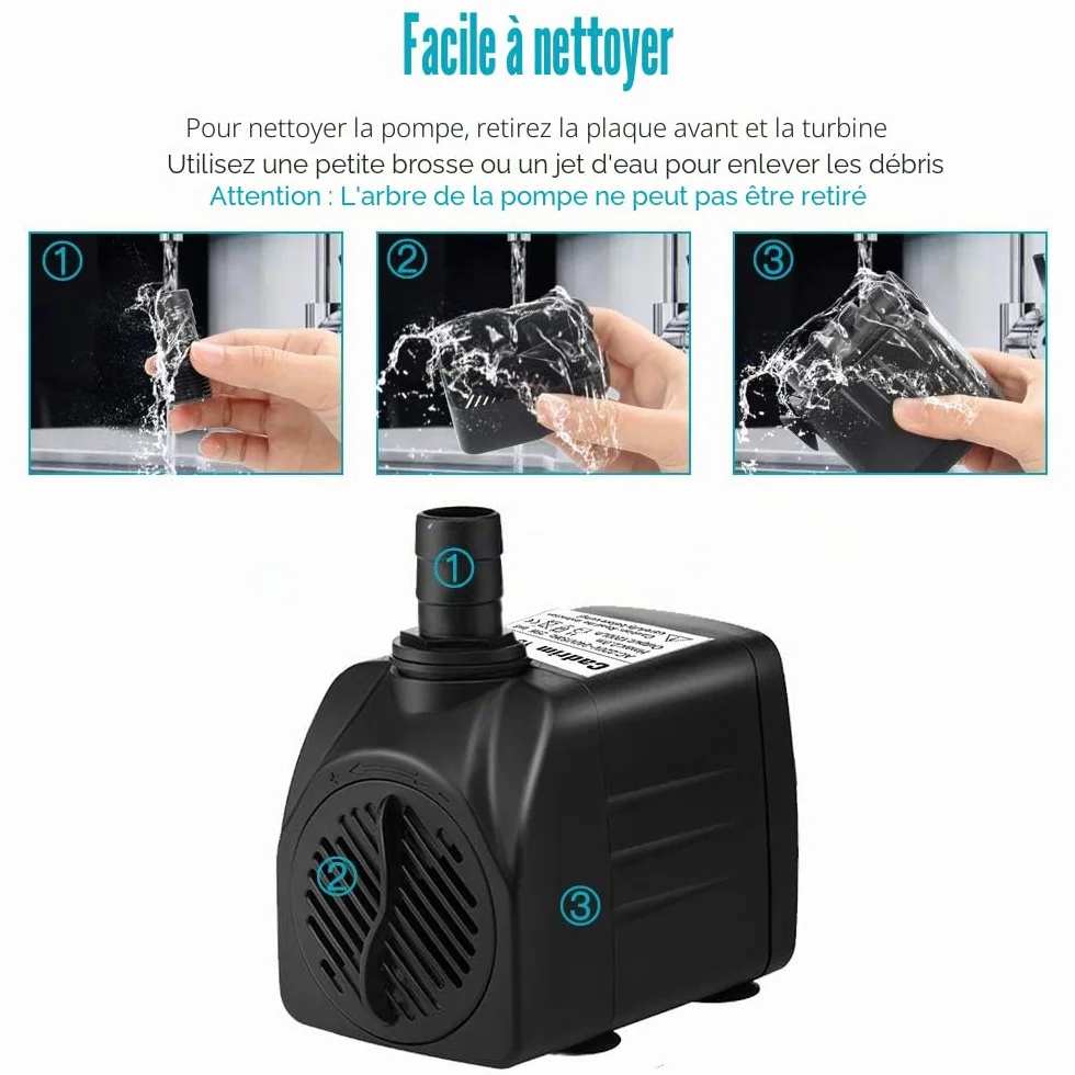 Cadrim Pompe Submersible 1200L/H 220-240V 50Hz Aquarium Fontaine