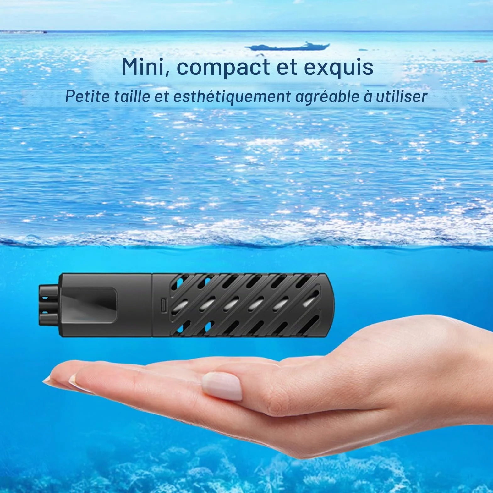 GERUI Mini Chauffage d'aquarium 15L, 100-240 V, 50/60 Hz, Plage de contrôle de la température : 20 °C à 34 °C, utilisé pour Aquarium et Aquarium PTC Isolation Thermique constante Automatique Fine